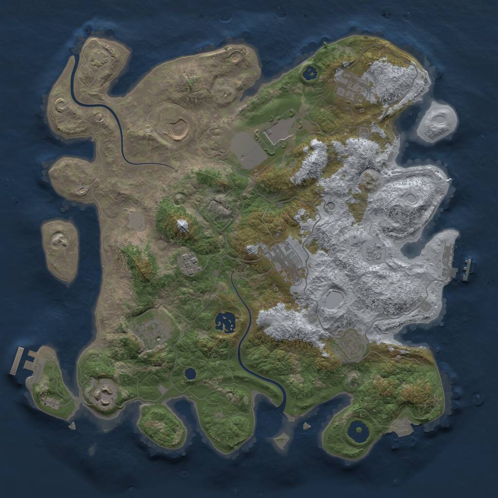Rust Map: Procedural Map, Size: 3500, Seed: 186387453, 15 Monuments