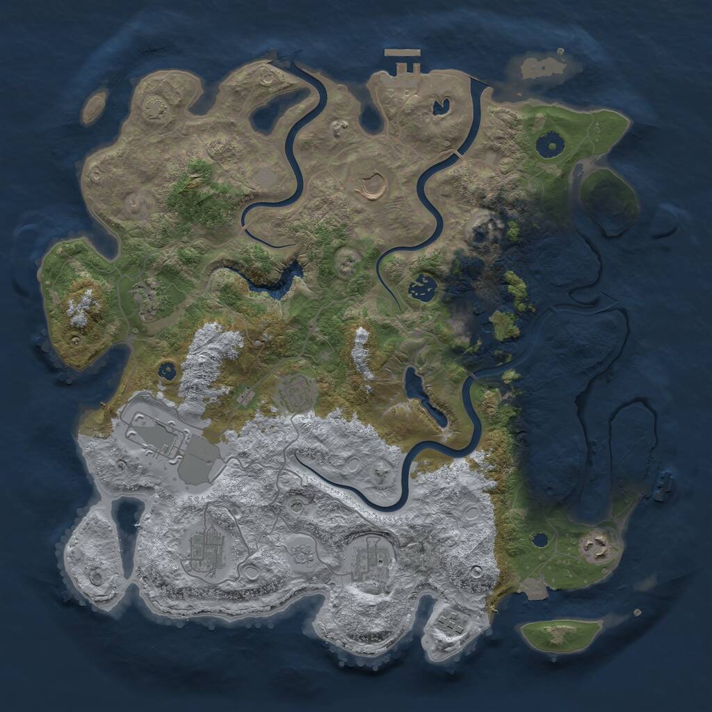 Rust Map: Procedural Map, Size: 4000, Seed: 936395922, 16 Monuments