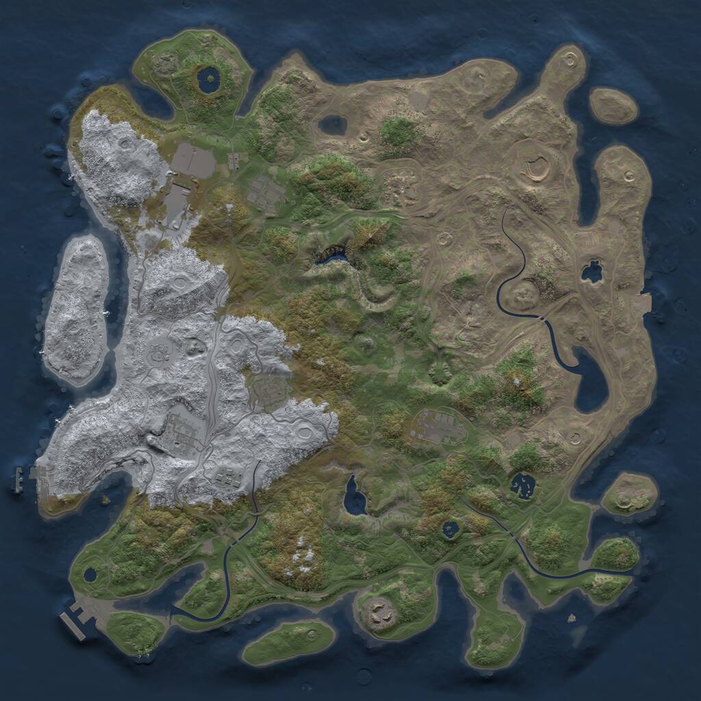 Rust Map: Procedural Map, Size: 4250, Seed: 501568983, 16 Monuments