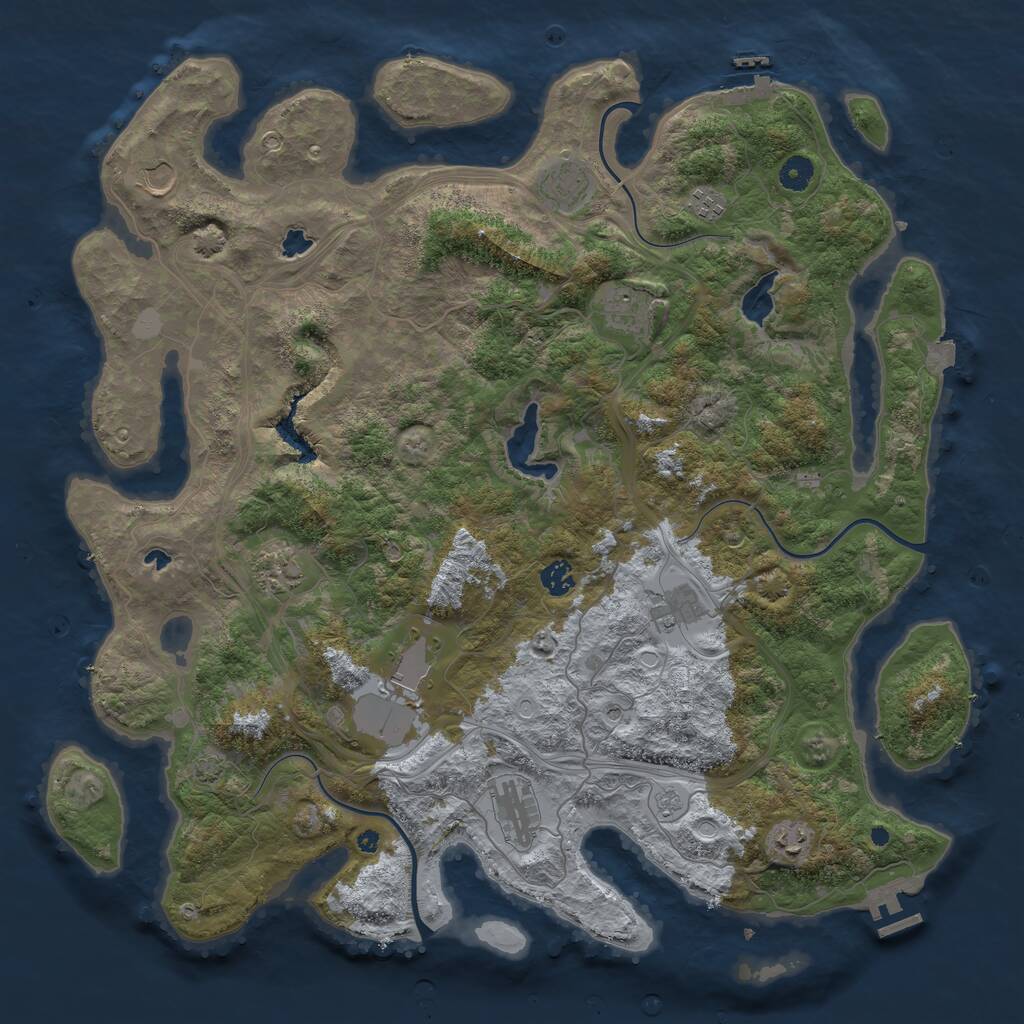 Rust Map: Procedural Map, Size: 4500, Seed: 1002375193, 16 Monuments