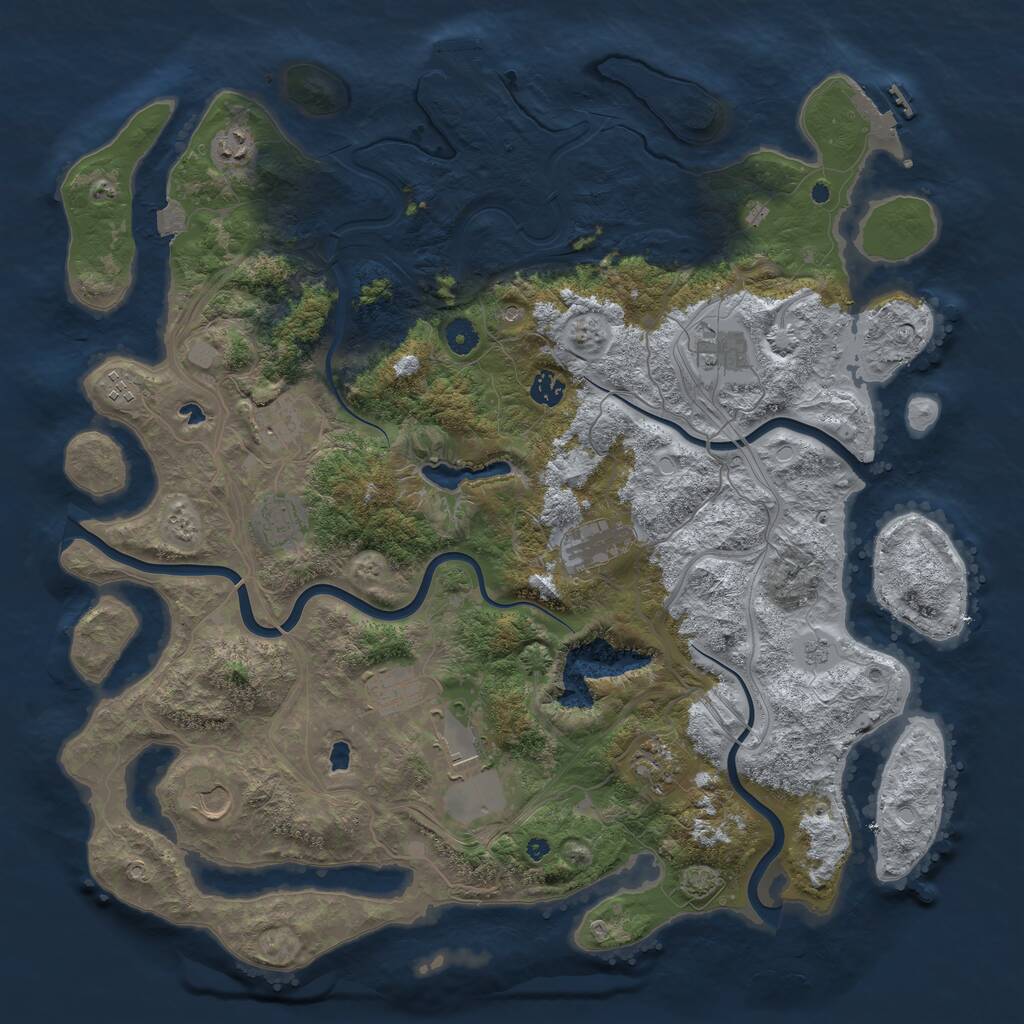 Rust Map: Procedural Map, Size: 4500, Seed: 531106980, 17 Monuments