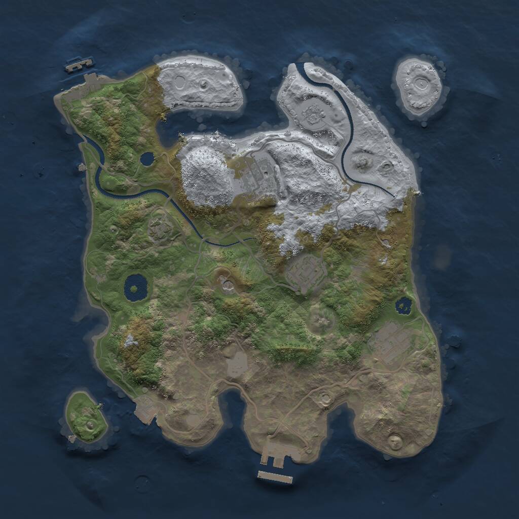 Rust Map: Procedural Map, Size: 3000, Seed: 80084, 9 Monuments