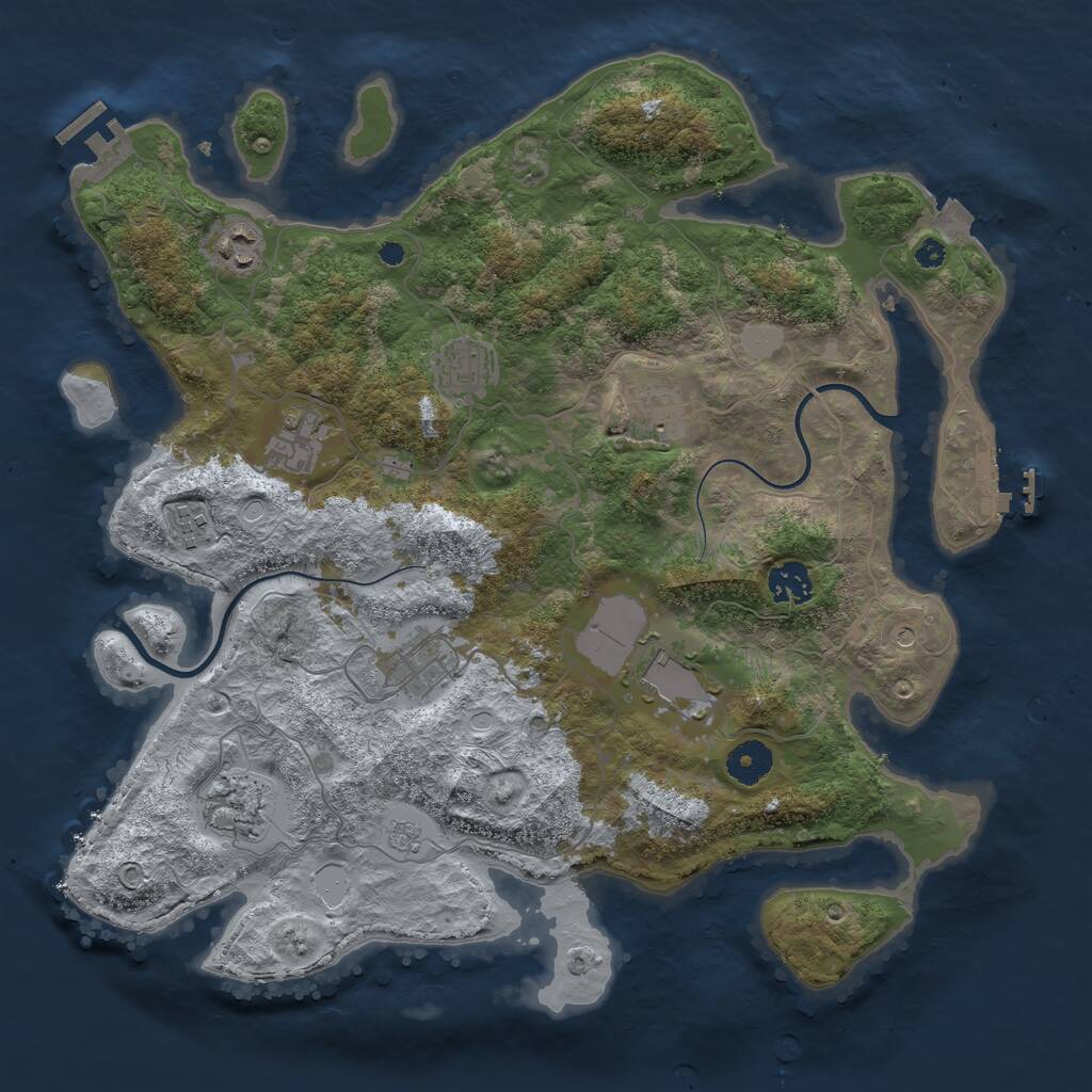 Rust Map: Procedural Map, Size: 3750, Seed: 1381716261, 14 Monuments