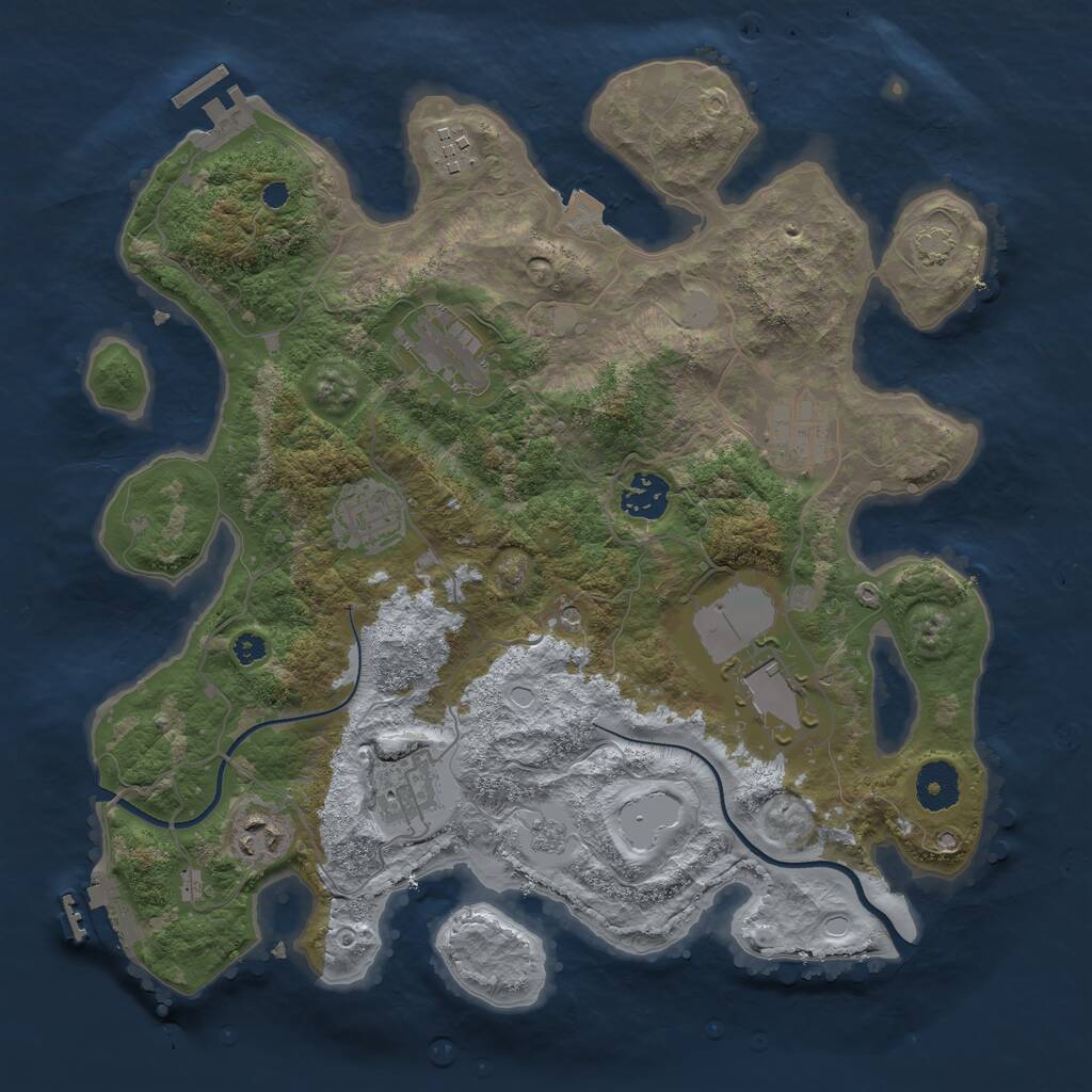 Rust Map: Procedural Map, Size: 3500, Seed: 1648182076, 14 Monuments