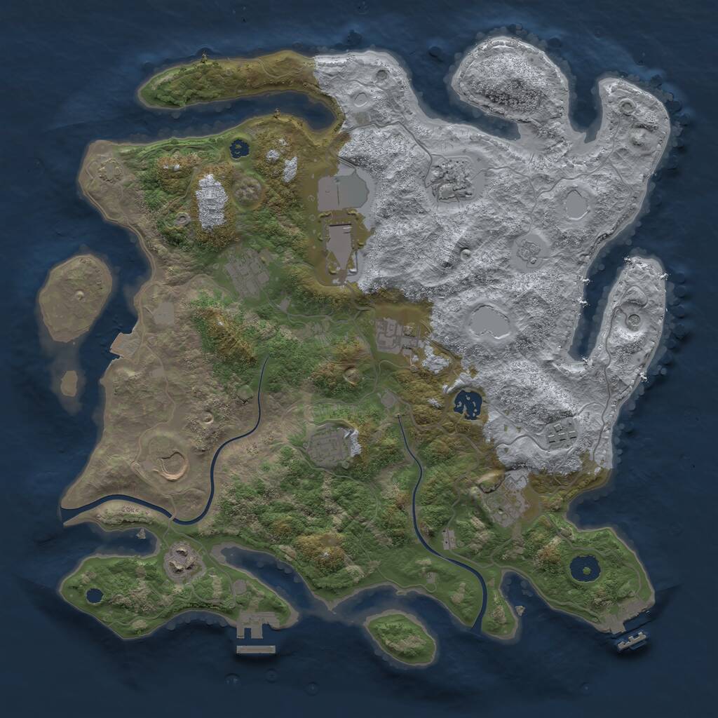 Rust Map: Procedural Map, Size: 3750, Seed: 765699314, 16 Monuments