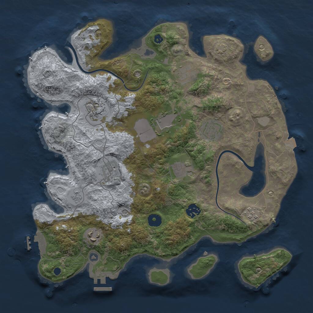 Rust Map: Procedural Map, Size: 3500, Seed: 1719476874, 15 Monuments