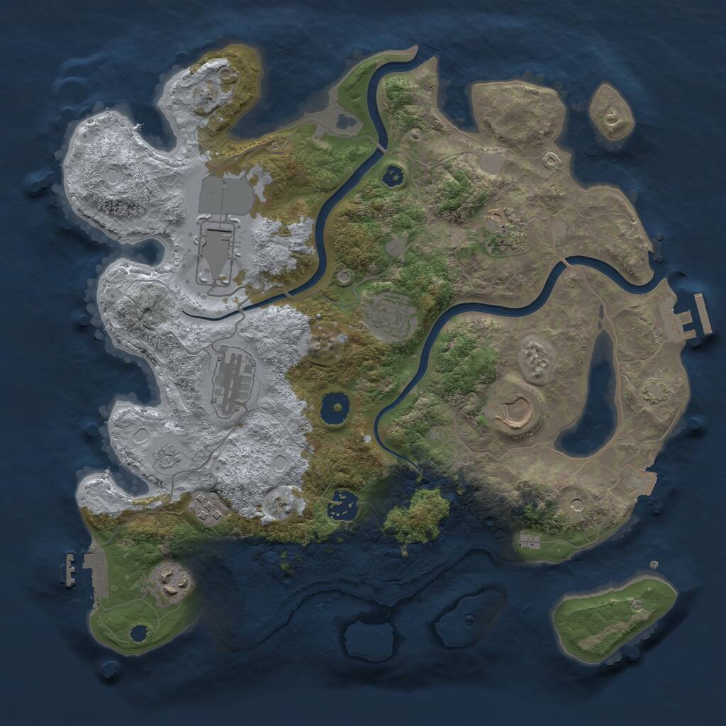 Rust Map: Procedural Map, Size: 3500, Seed: 1719476874, 14 Monuments