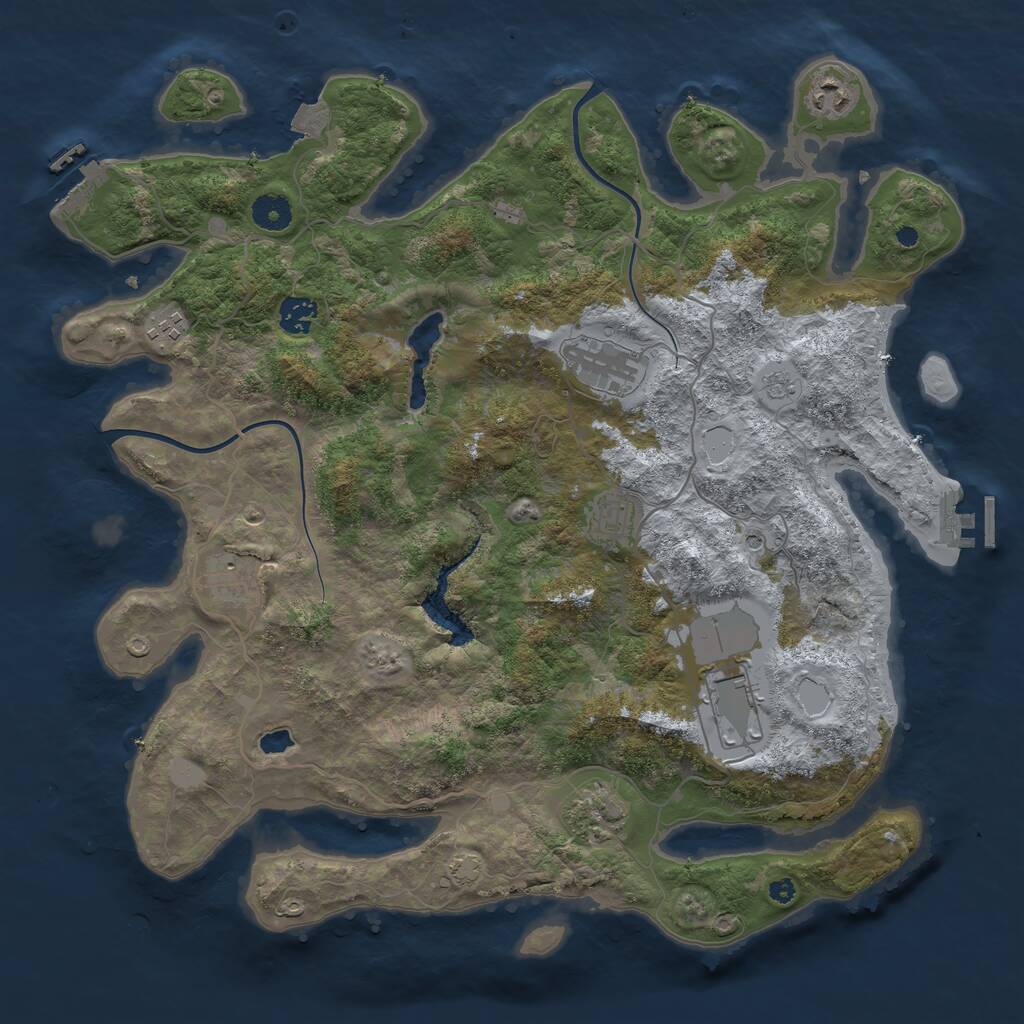 Rust Map: Procedural Map, Size: 4000, Seed: 1167292363, 14 Monuments