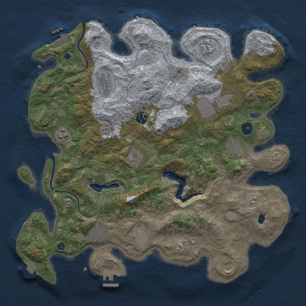 Rust Map: Procedural Map, Size: 4000, Seed: 283552736, 17 Monuments