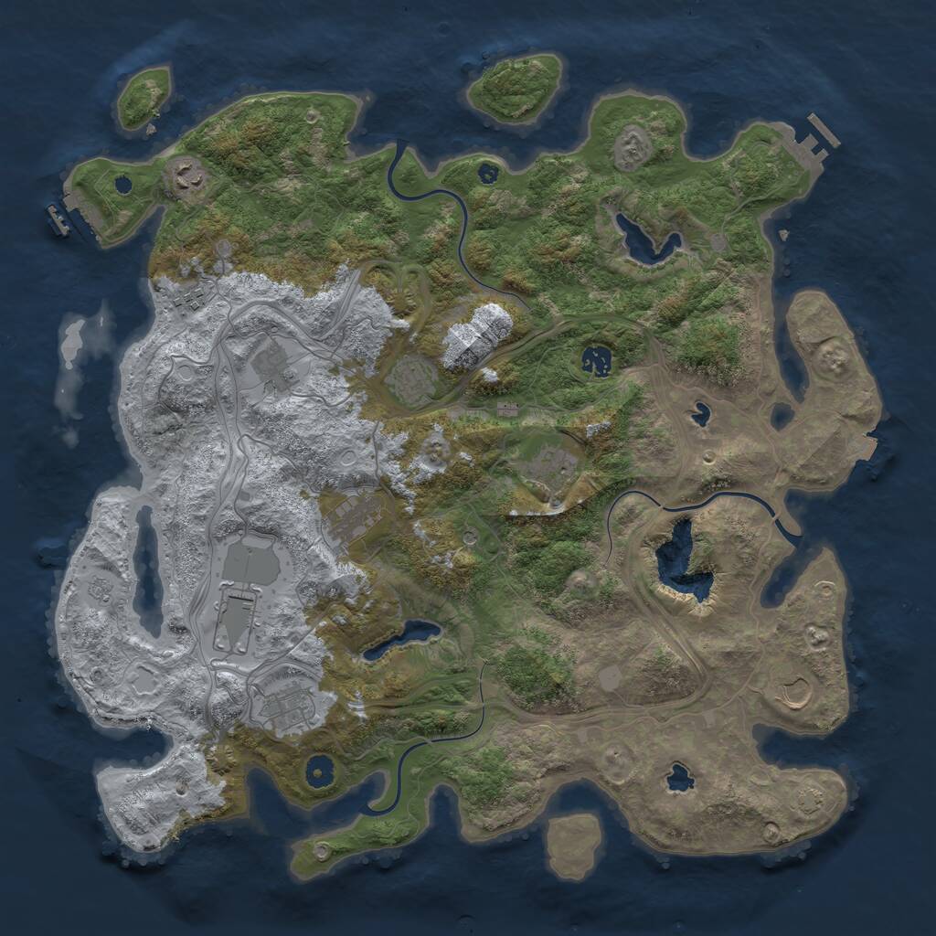 Rust Map: Procedural Map, Size: 4500, Seed: 938913522, 16 Monuments