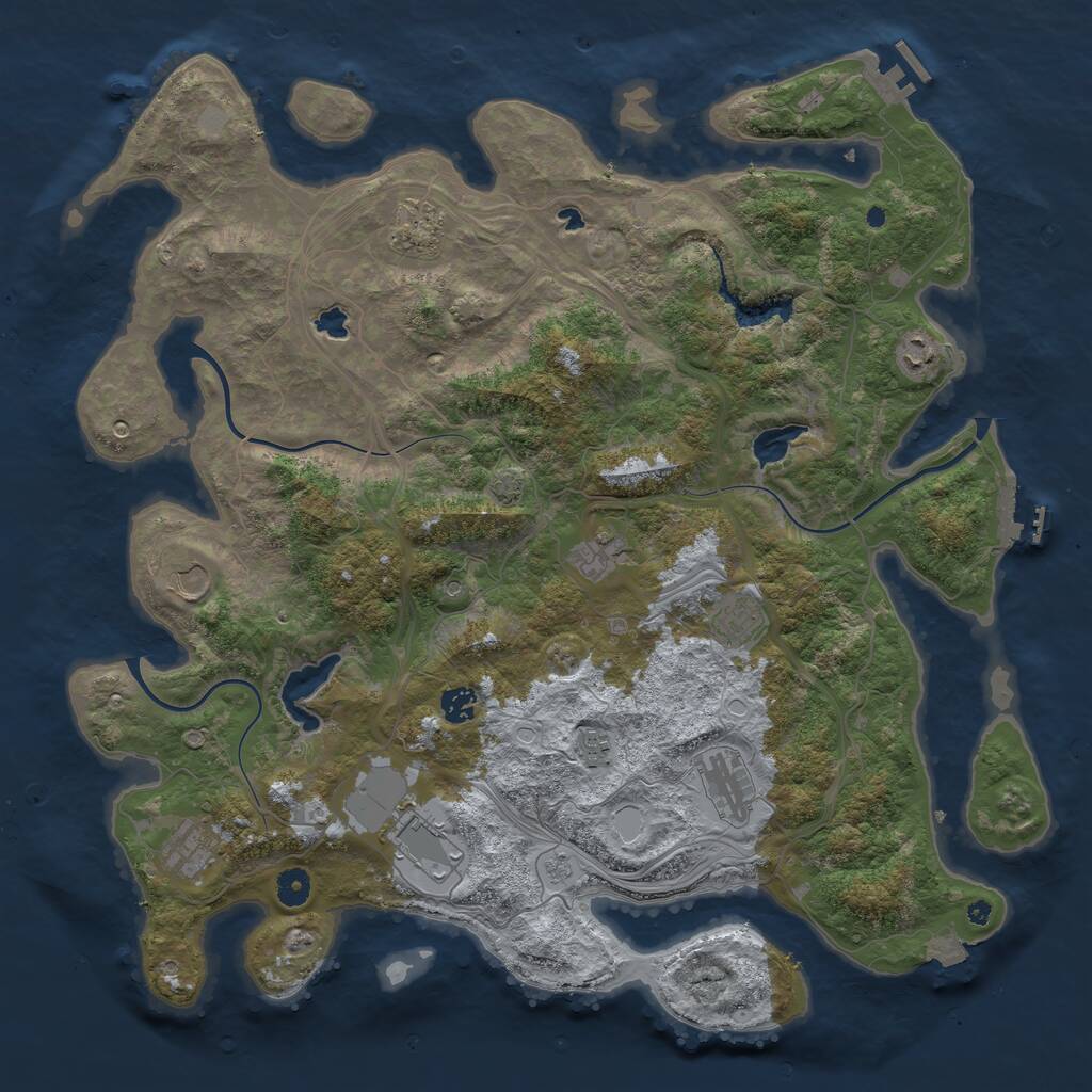 Rust Map: Procedural Map, Size: 4500, Seed: 874232351, 16 Monuments