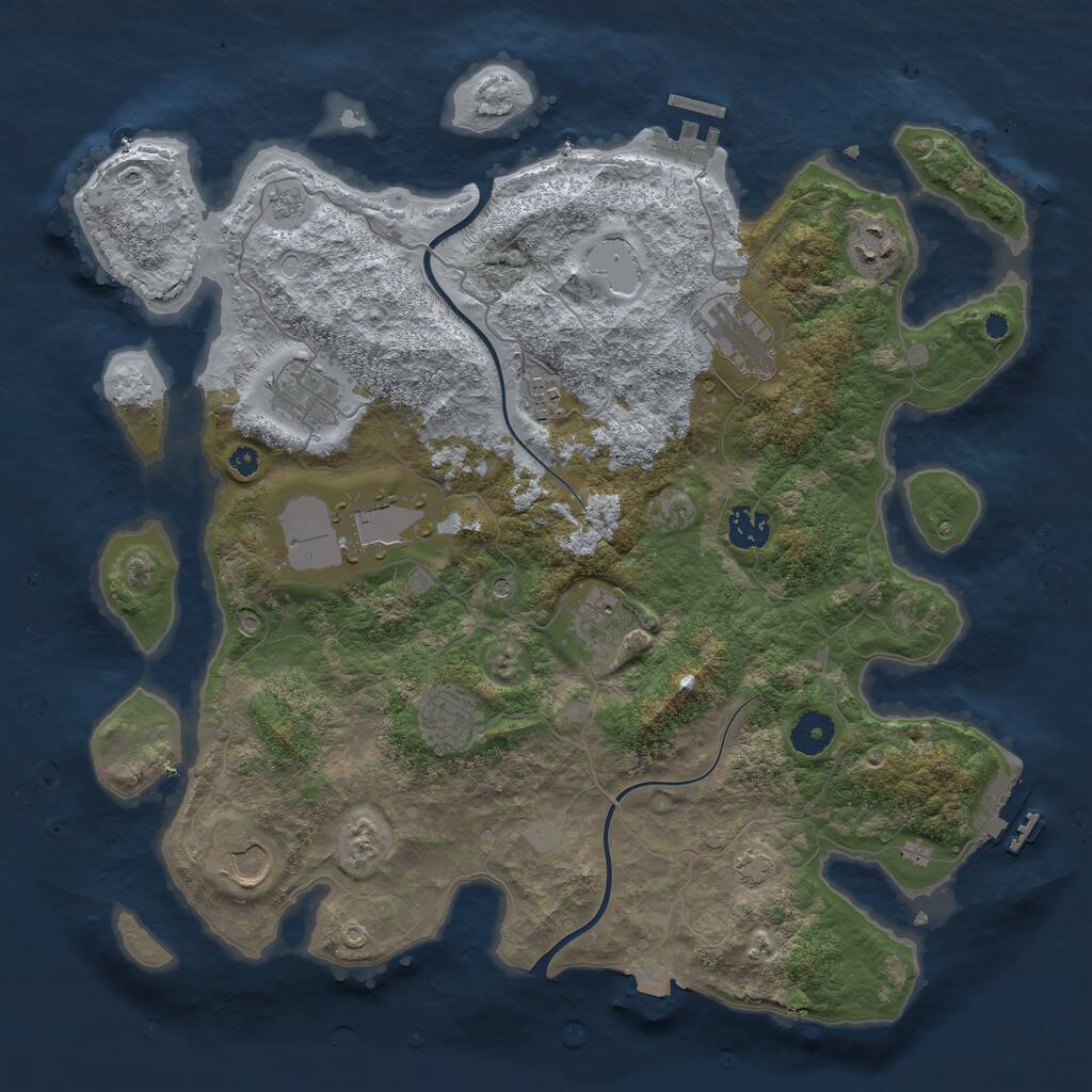 Rust Map: Procedural Map, Size: 3800, Seed: 1459323, 15 Monuments