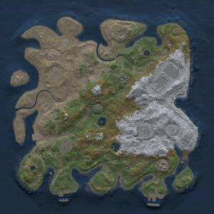 Thumbnail Rust Map: Procedural Map, Size: 3700, Seed: 202322864, 14 Monuments