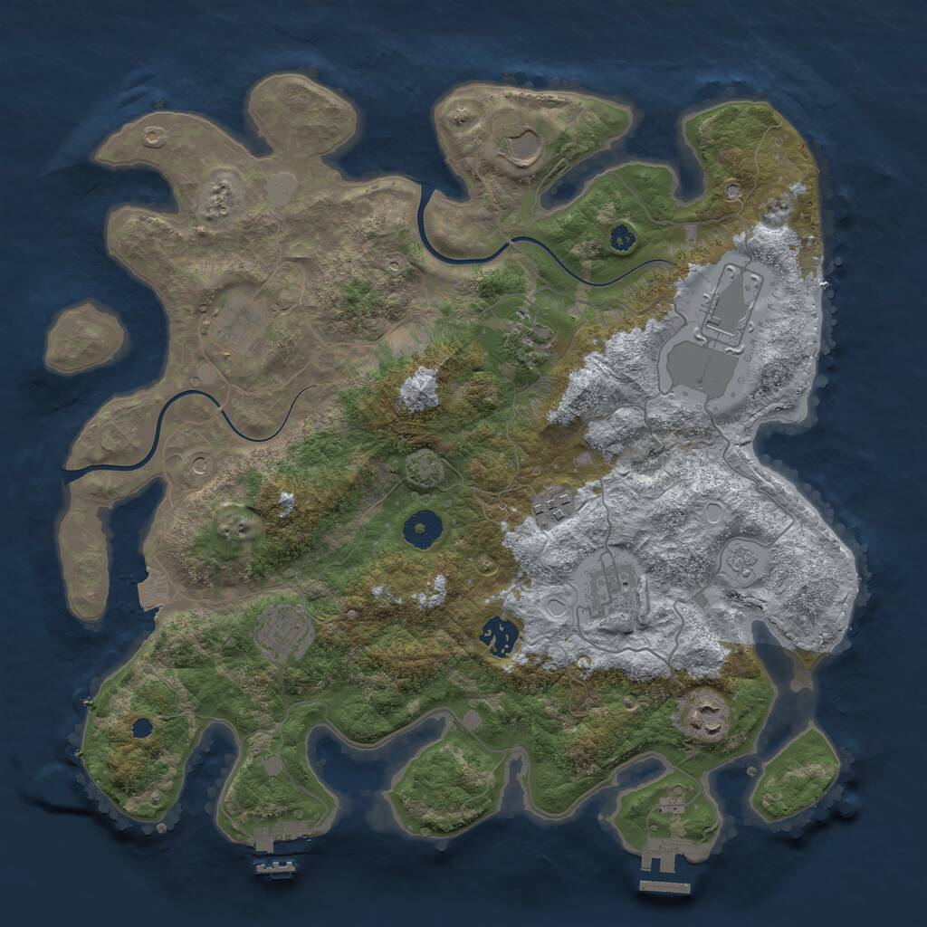 Rust Map: Procedural Map, Size: 3700, Seed: 202322864, 15 Monuments