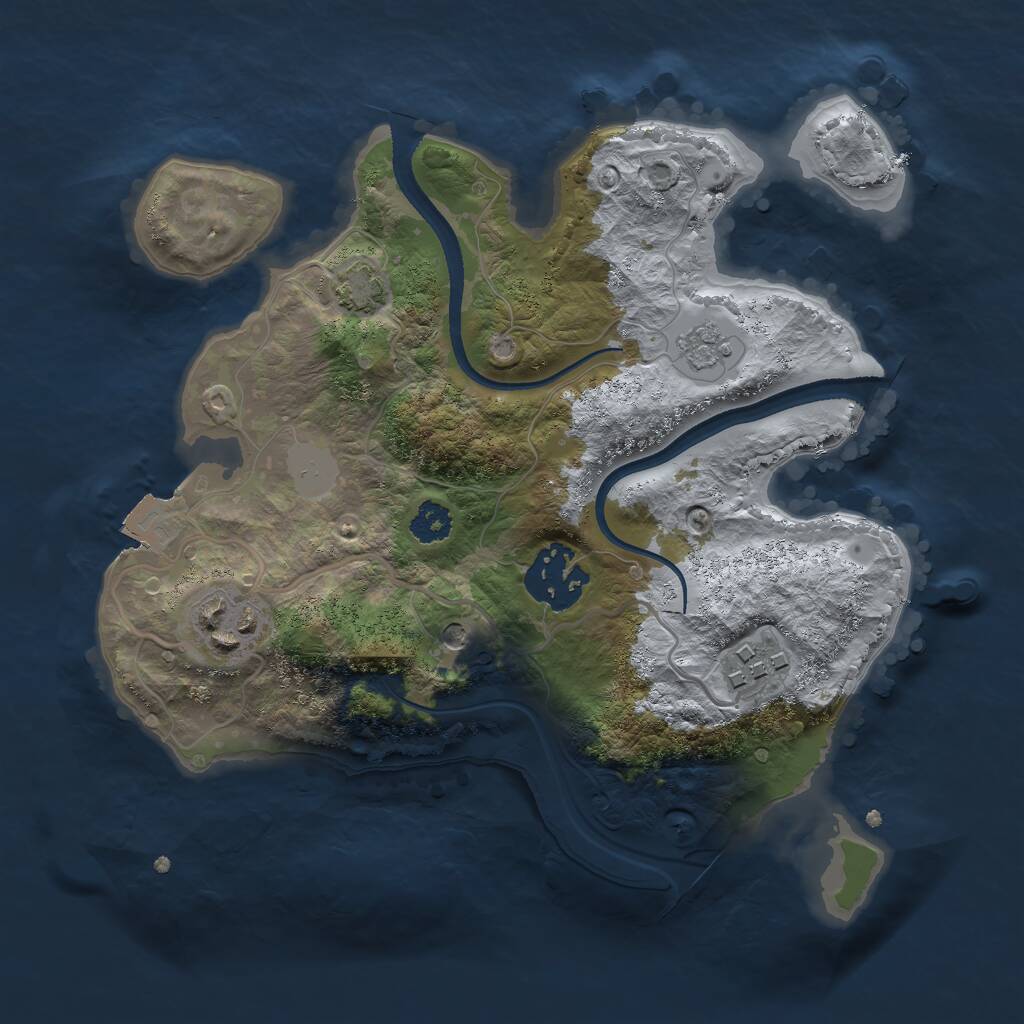 Rust Map: Procedural Map, Size: 2500, Seed: 515254177, 7 Monuments