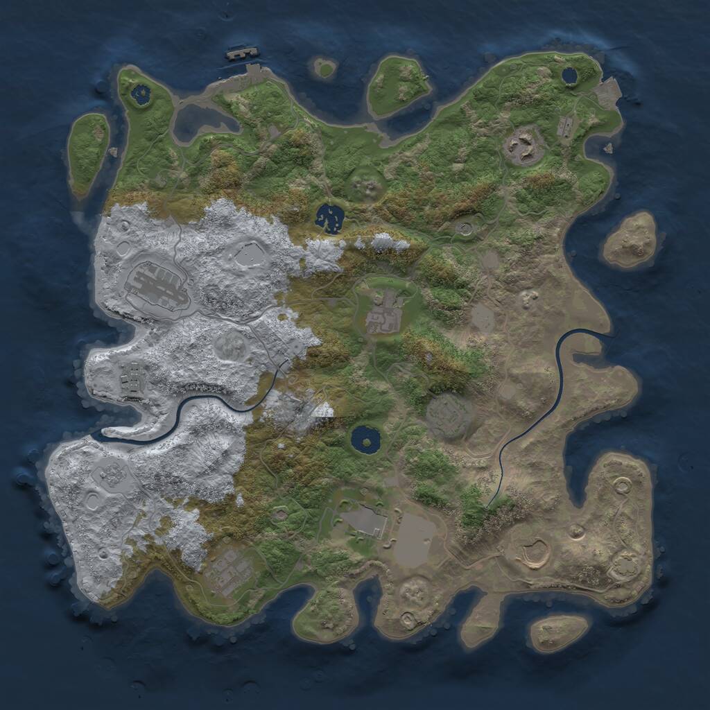 Rust Map: Procedural Map, Size: 3650, Seed: 4180534, 14 Monuments