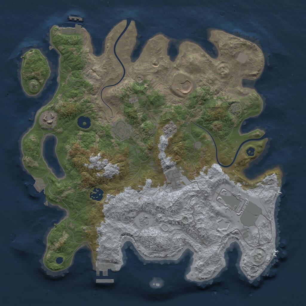 Rust Map: Procedural Map, Size: 3500, Seed: 54542876, 13 Monuments