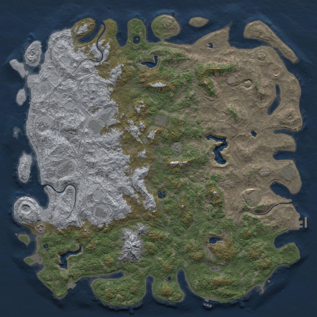 Rust Map: Procedural Map, Size: 6000, Seed: 93639379, 17 Monuments