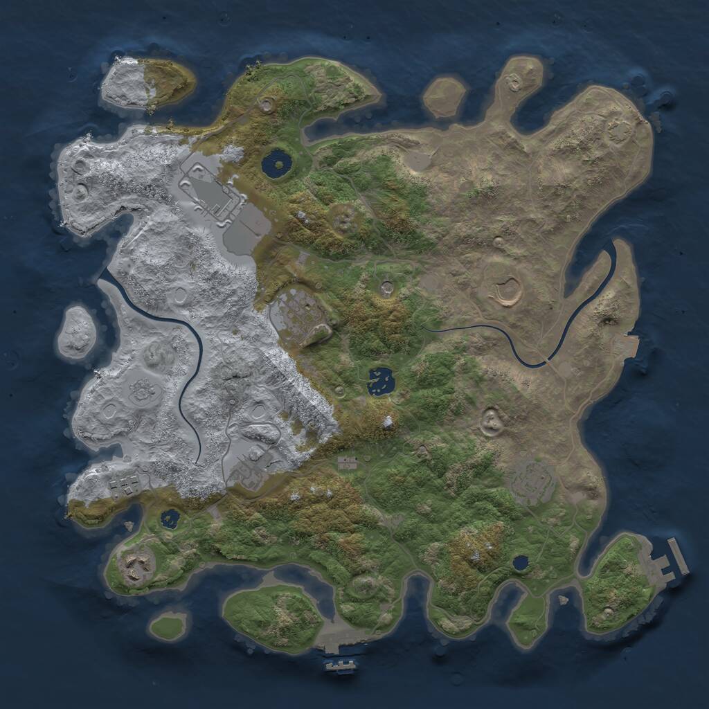 Rust Map: Procedural Map, Size: 3700, Seed: 629125718, 14 Monuments