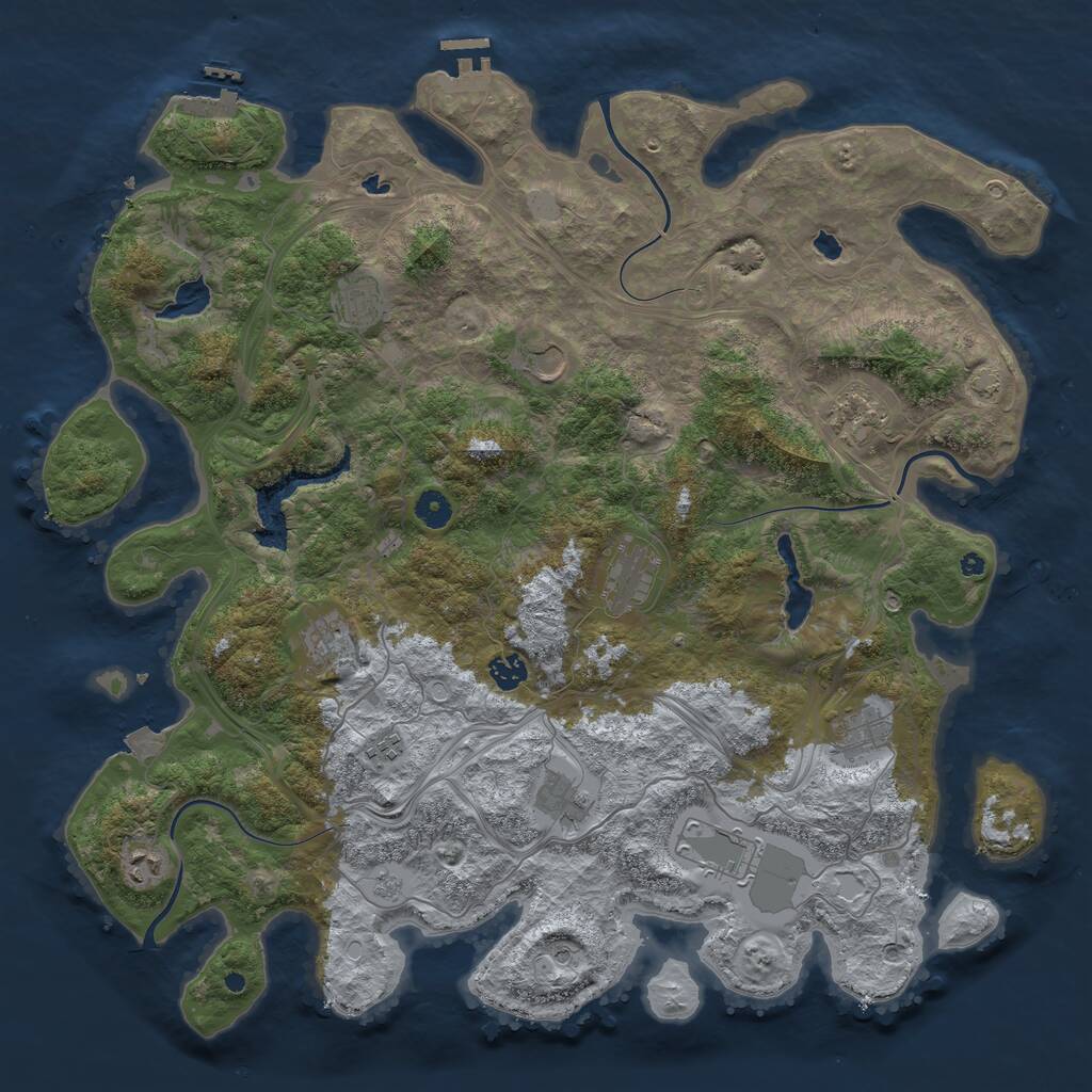 Rust Map: Procedural Map, Size: 4500, Seed: 1069026693, 17 Monuments