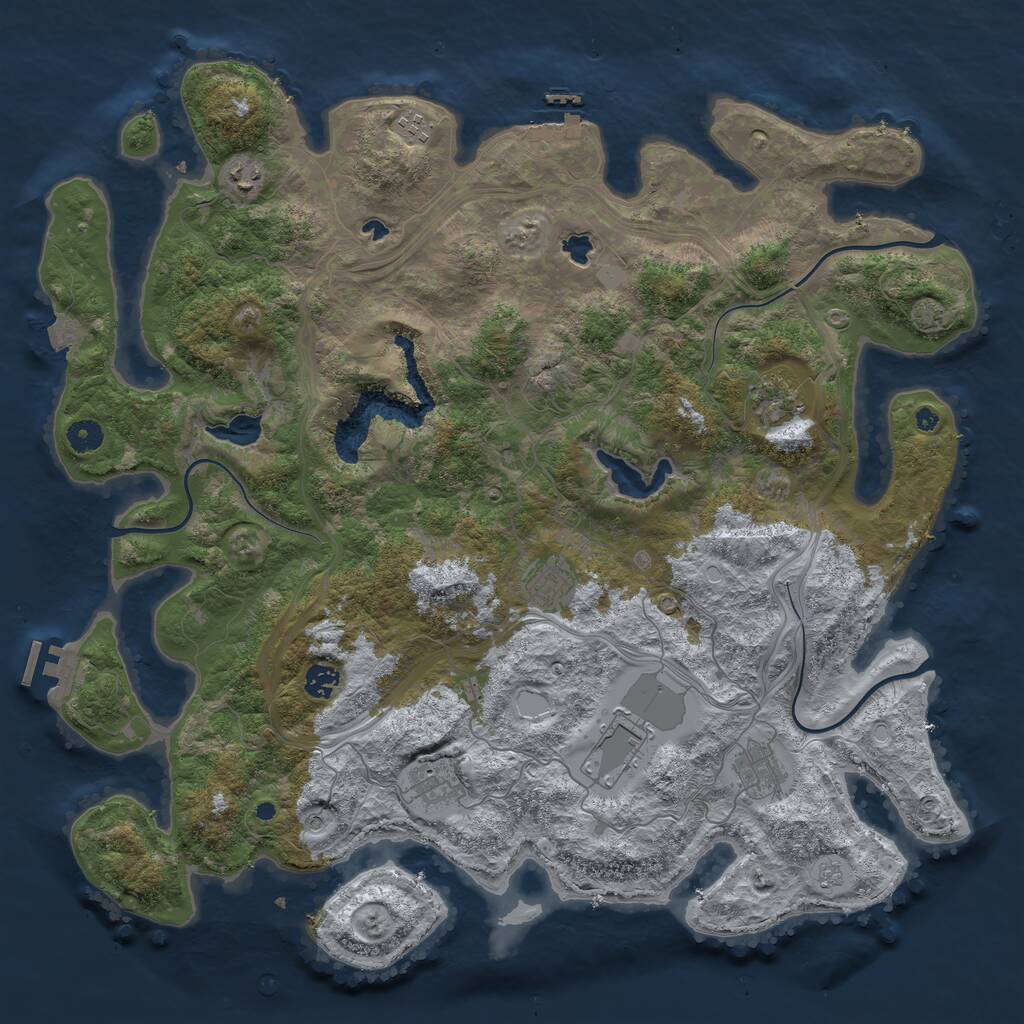Rust Map: Procedural Map, Size: 4500, Seed: 1090382968, 14 Monuments
