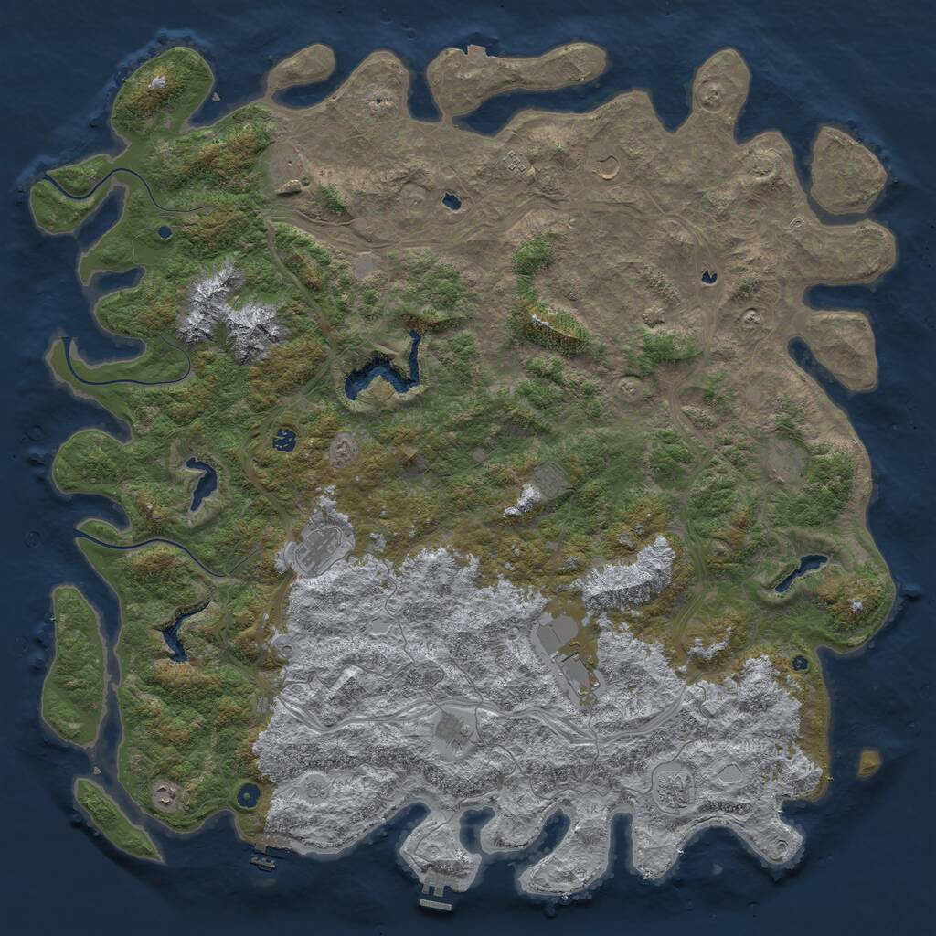 Rust Map: Procedural Map, Size: 6000, Seed: 135790, 17 Monuments