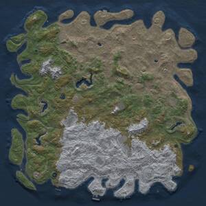 Thumbnail Rust Map: Procedural Map, Size: 6000, Seed: 135790, 17 Monuments