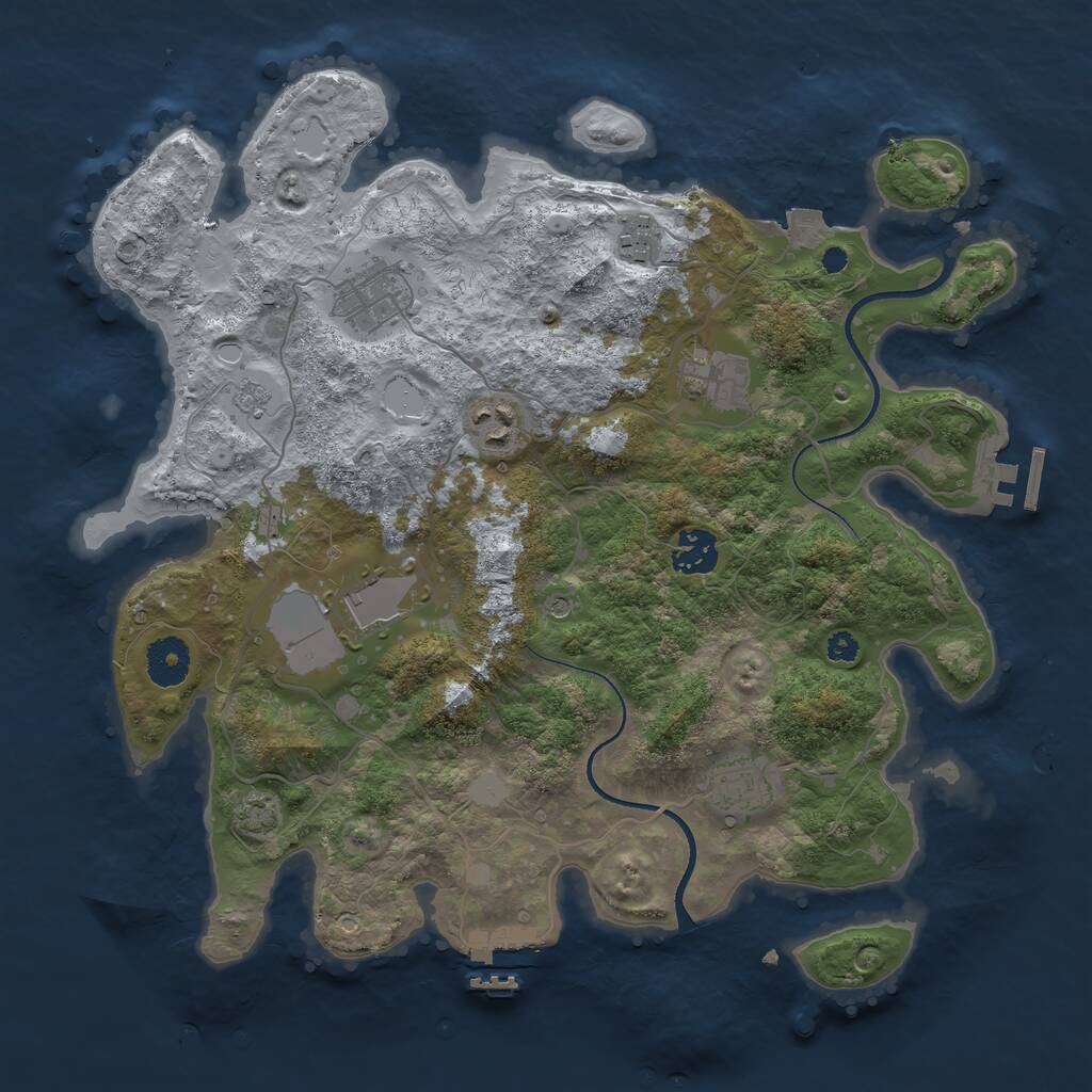 Rust Map: Procedural Map, Size: 3500, Seed: 268718992, 13 Monuments