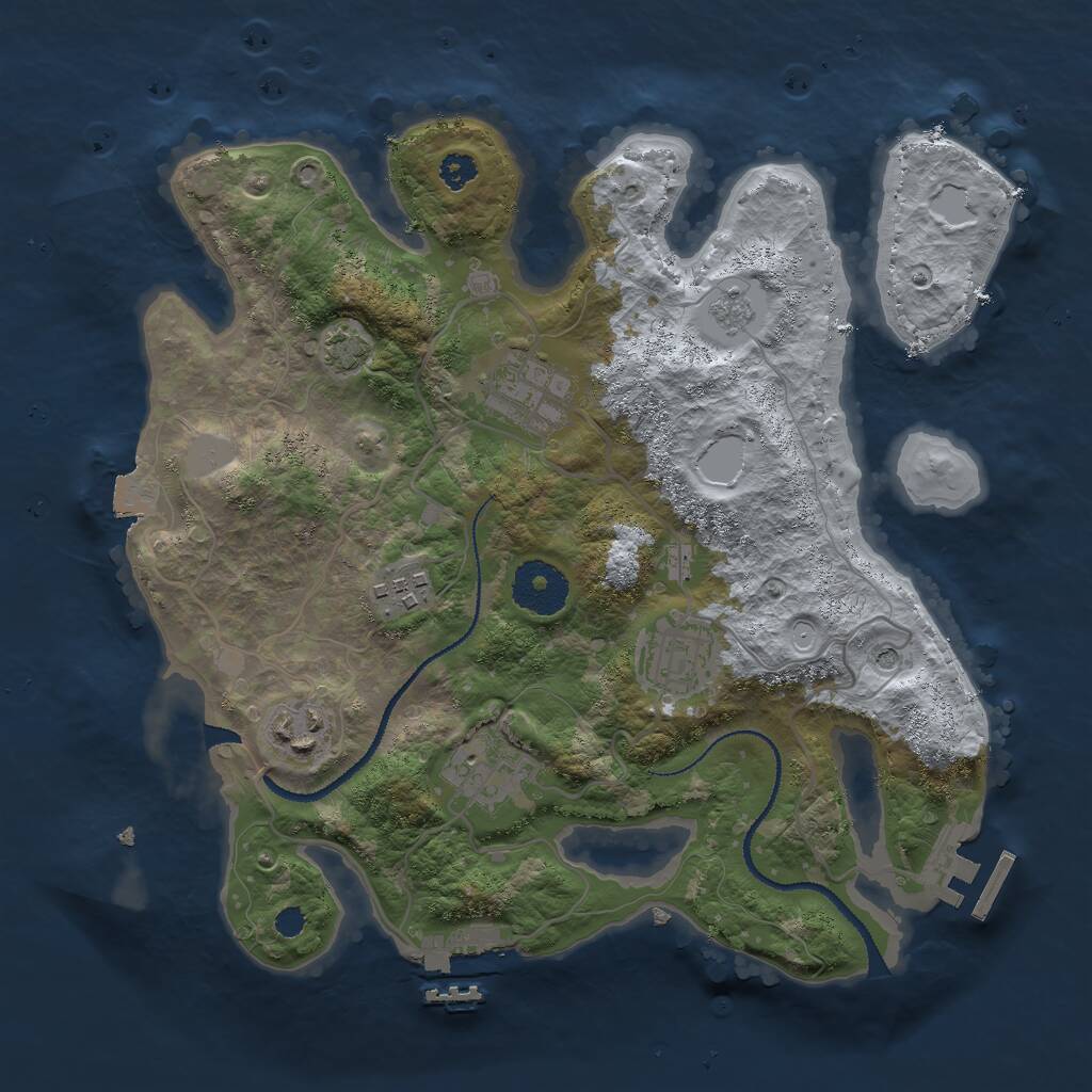 Rust Map: Procedural Map, Size: 3000, Seed: 1345687, 11 Monuments