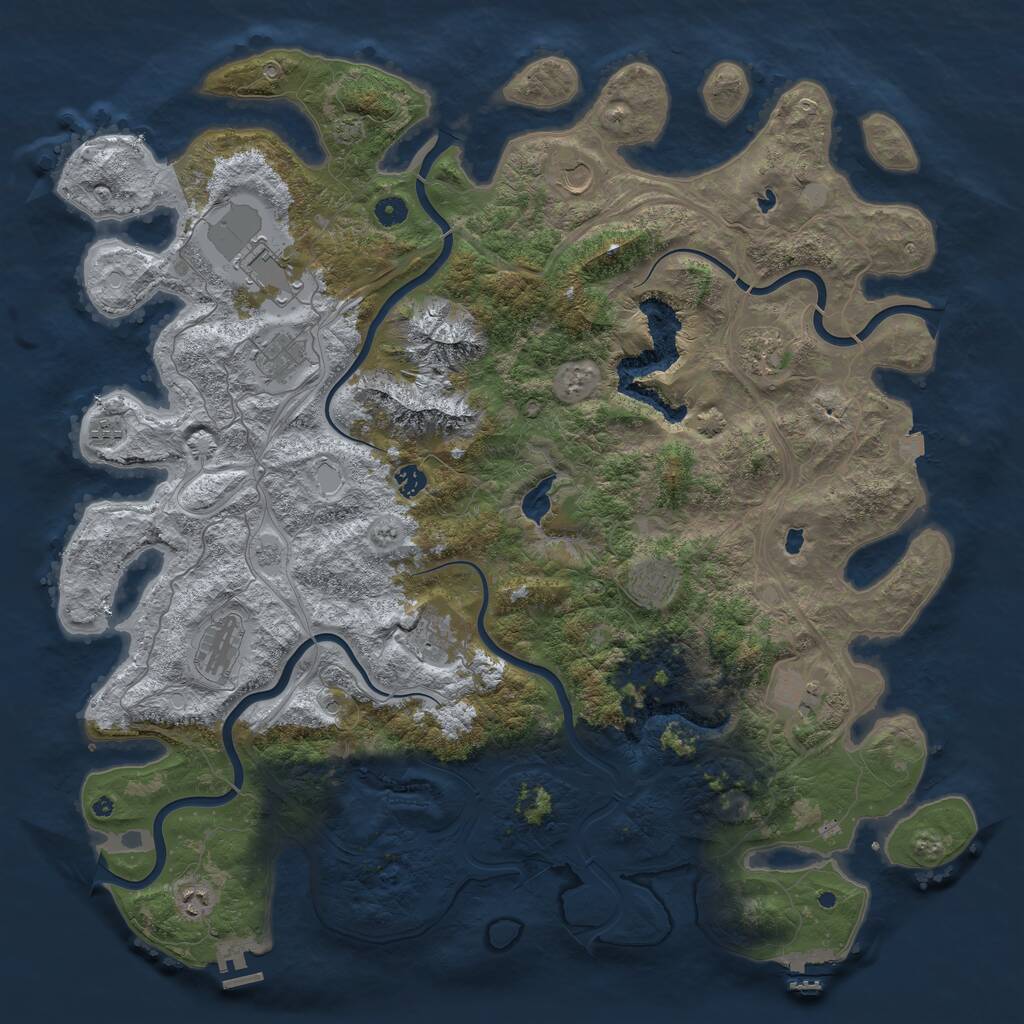 Rust Map: Procedural Map, Size: 5000, Seed: 50030, 17 Monuments