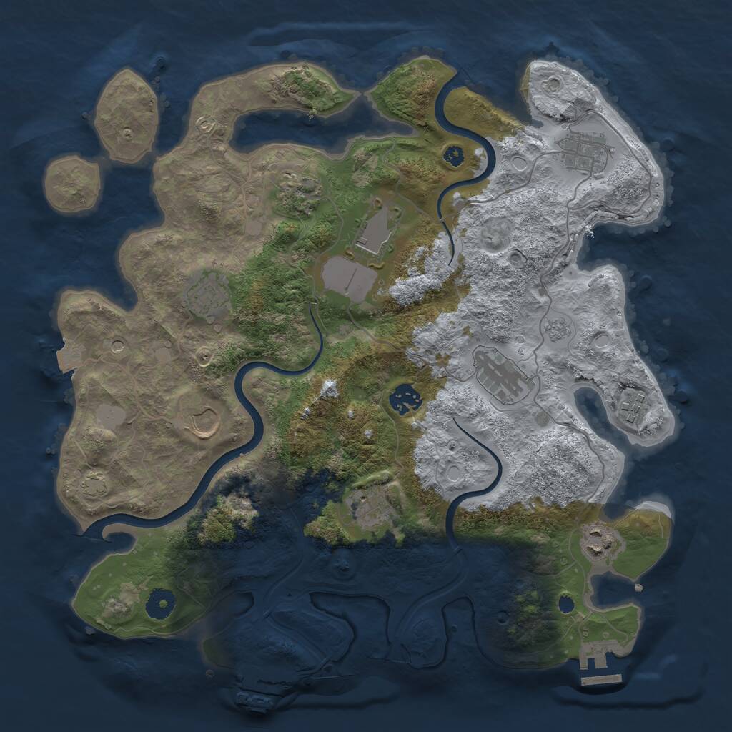 Rust Map: Procedural Map, Size: 3650, Seed: 34593603, 16 Monuments