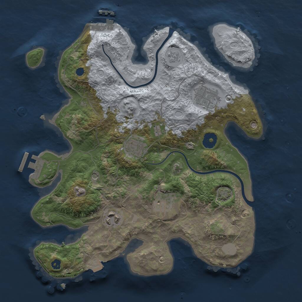 Rust Map: Procedural Map, Size: 3000, Seed: 16208761, 10 Monuments