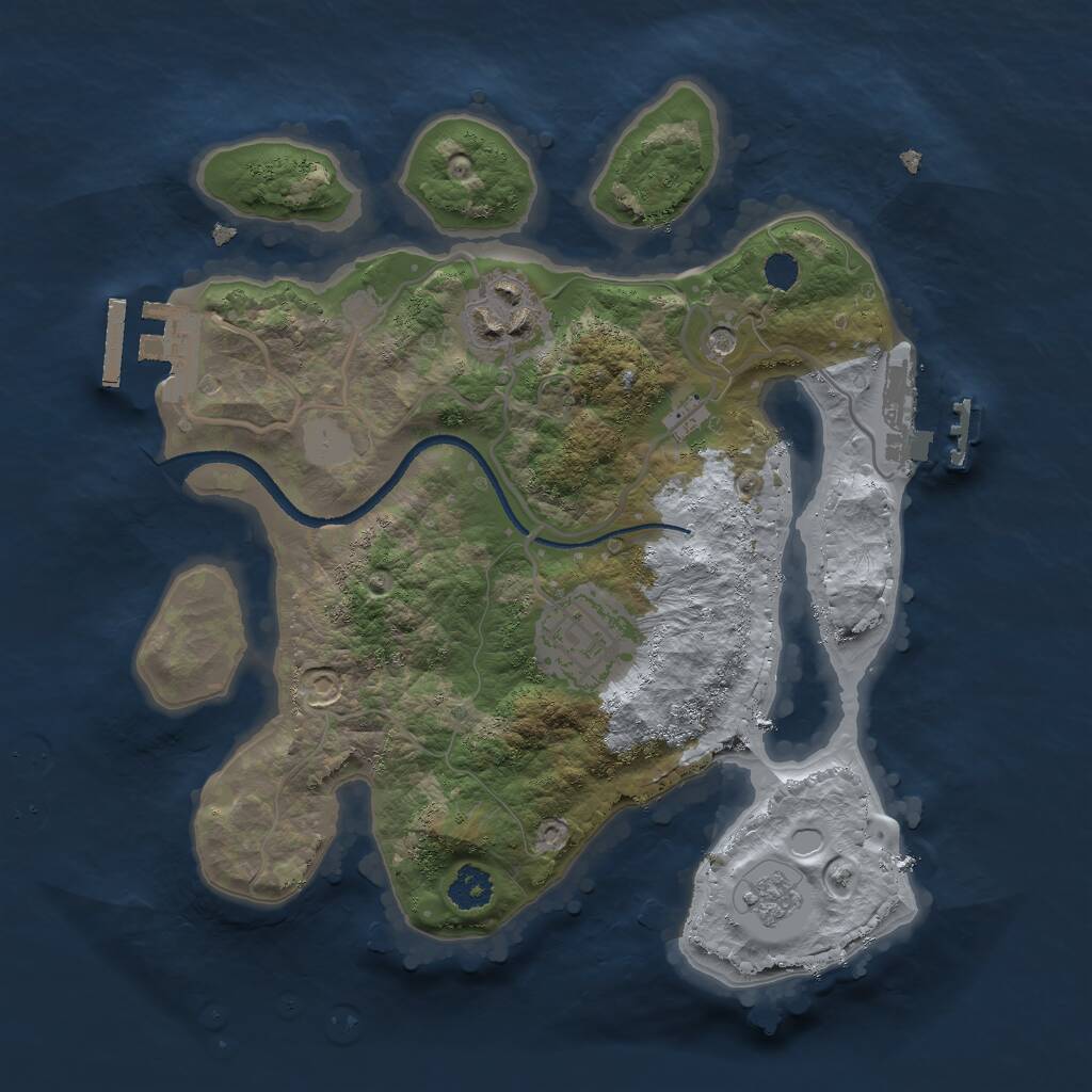 Rust Map: Procedural Map, Size: 2500, Seed: 1043776077, 7 Monuments