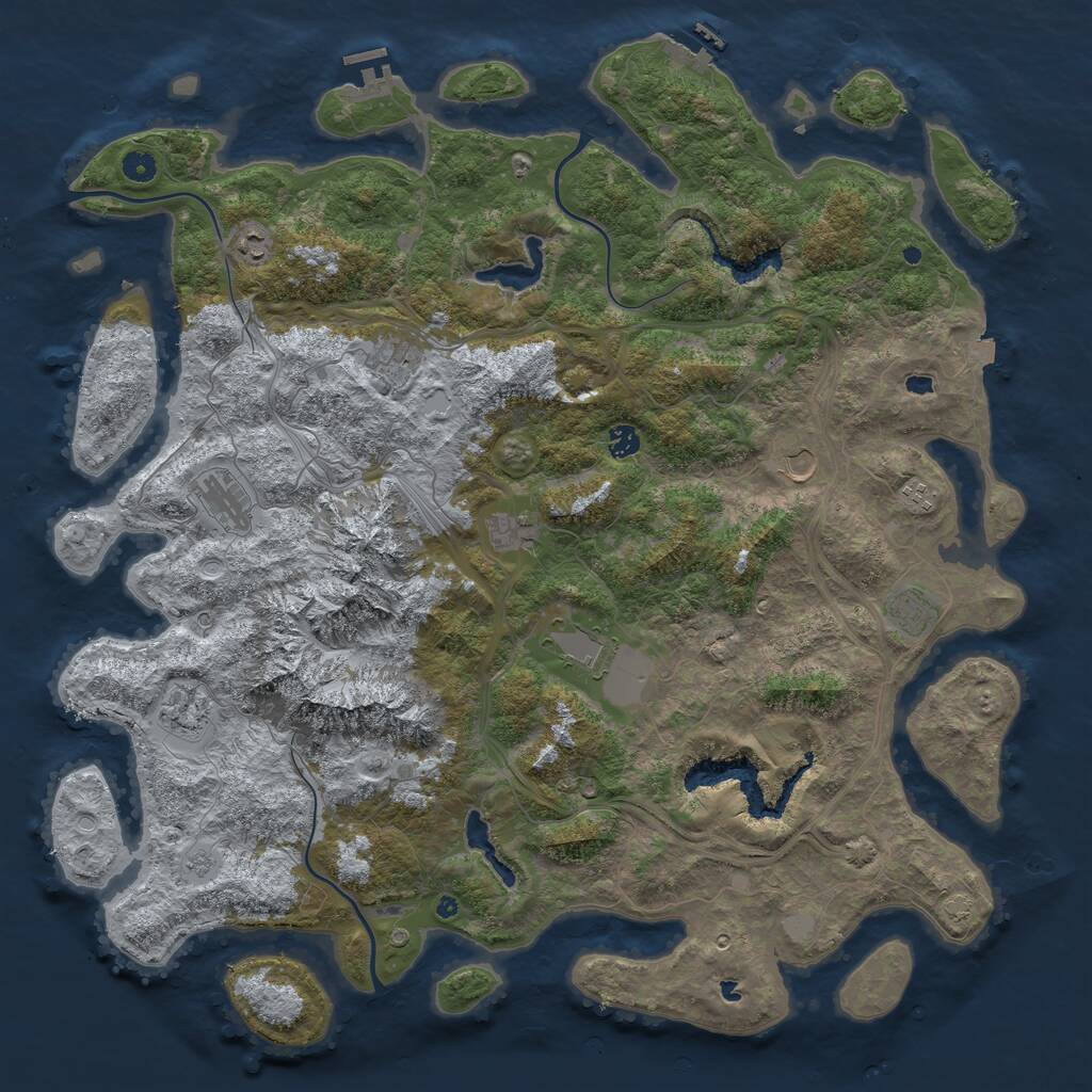 Rust Map: Procedural Map, Size: 5000, Seed: 23385408, 16 Monuments