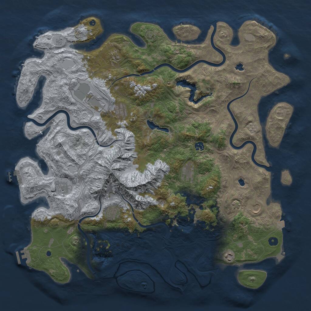 Rust Map: Procedural Map, Size: 5000, Seed: 9150070, 16 Monuments