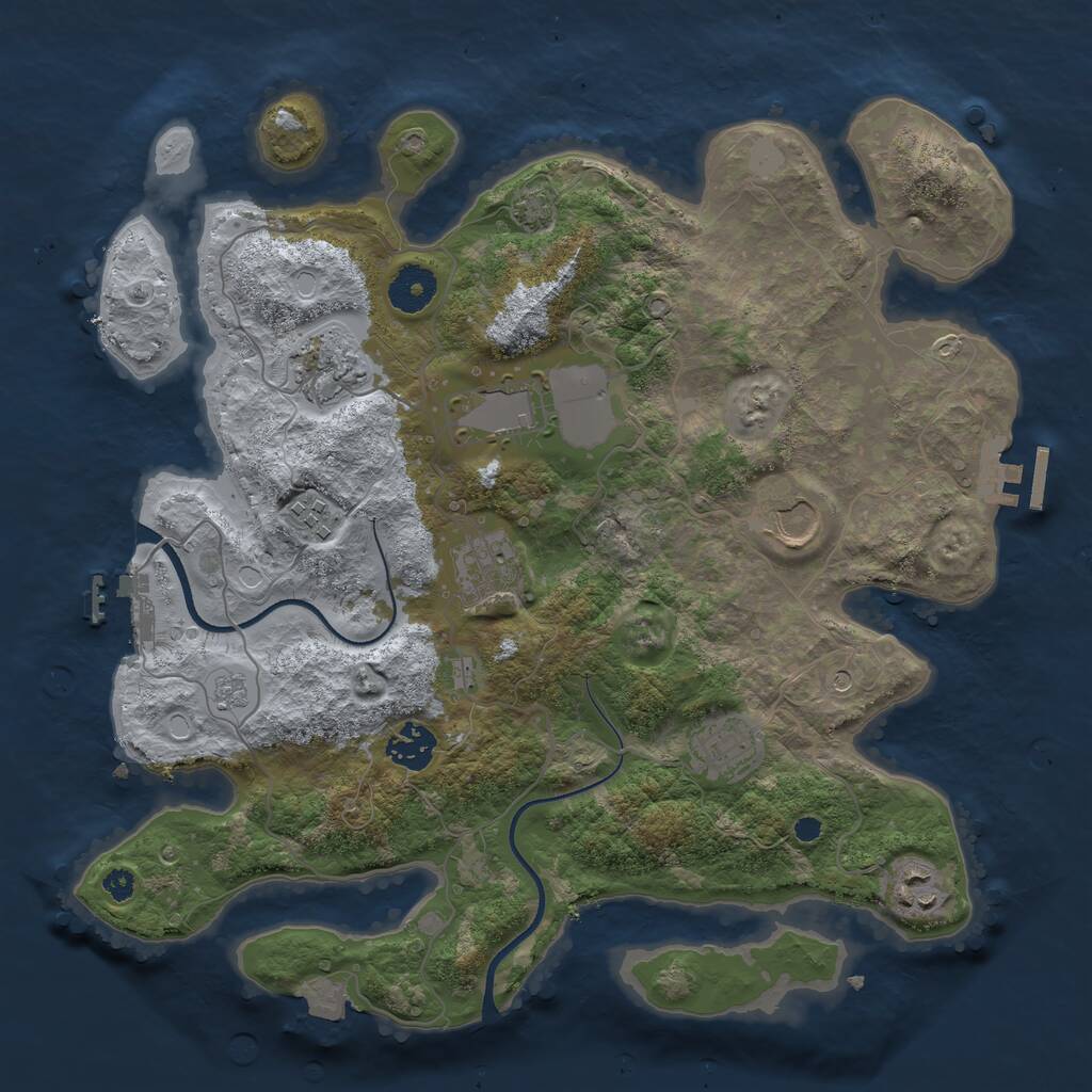 Rust Map: Procedural Map, Size: 3500, Seed: 392798011, 14 Monuments