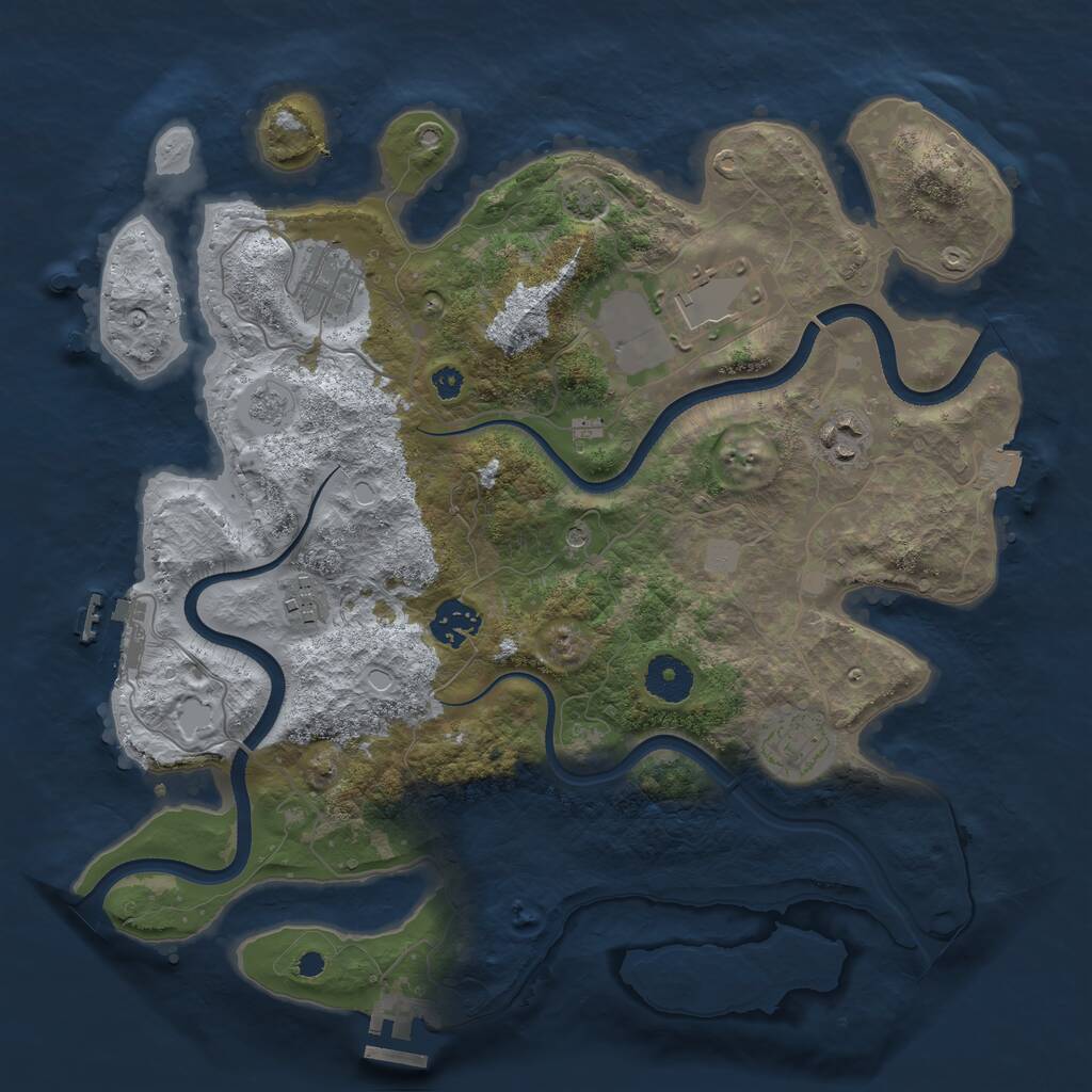 Rust Map: Procedural Map, Size: 3500, Seed: 392798011, 12 Monuments