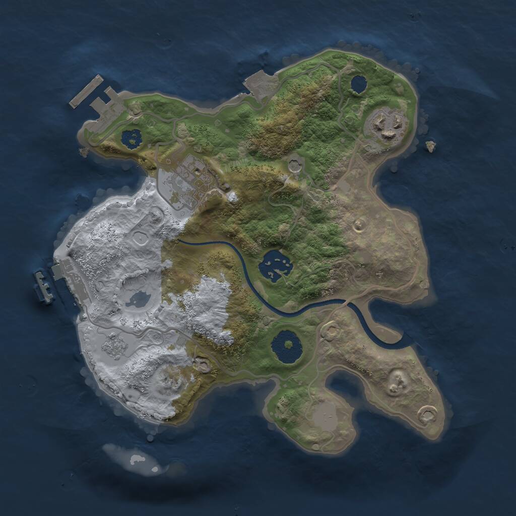 Rust Map: Procedural Map, Size: 2500, Seed: 9877513, 8 Monuments