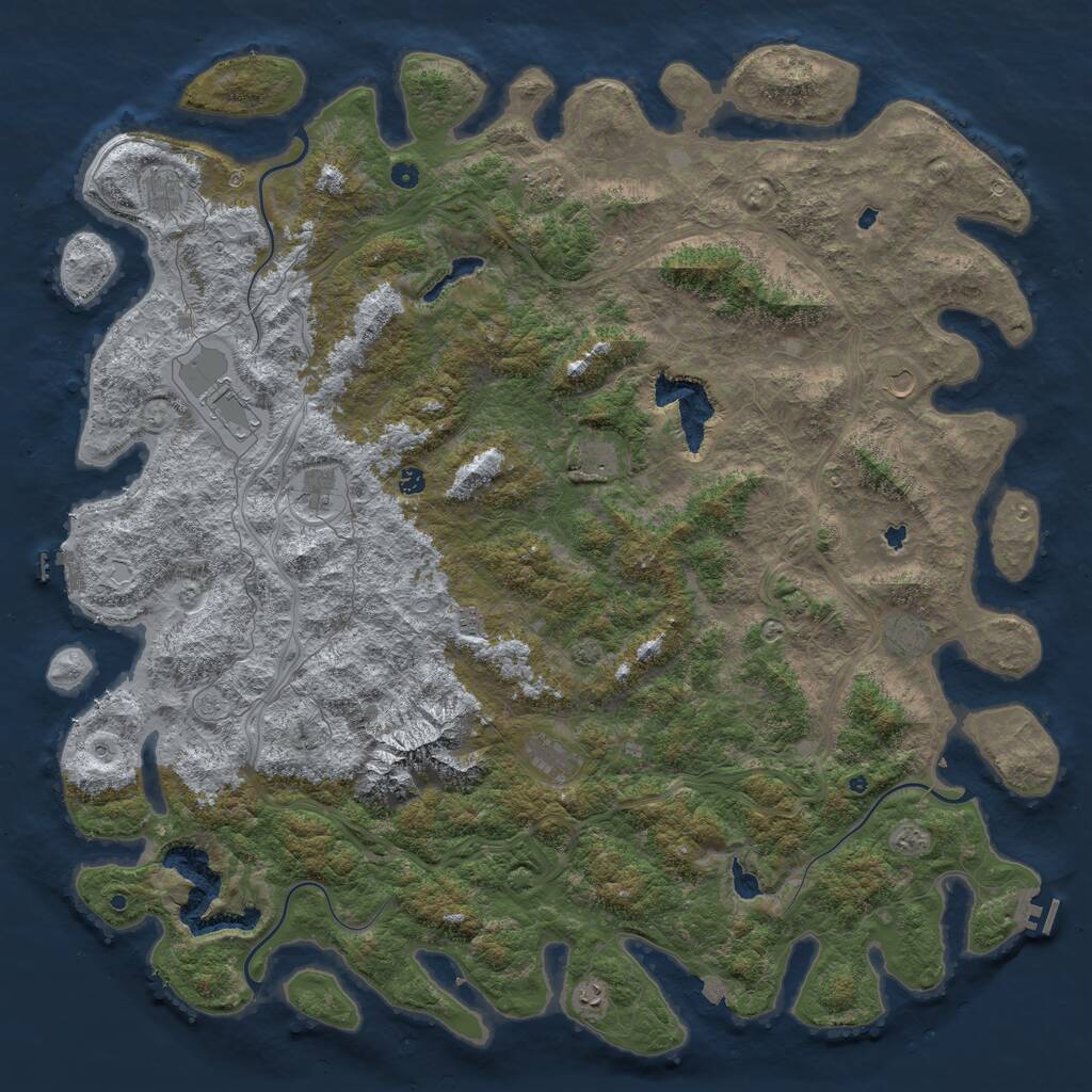 Rust Map: Procedural Map, Size: 6000, Seed: 1992725511, 17 Monuments