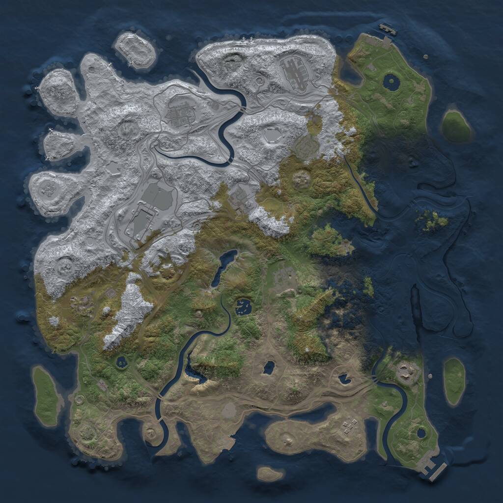 Rust Map: Procedural Map, Size: 4500, Seed: 1015424221, 16 Monuments