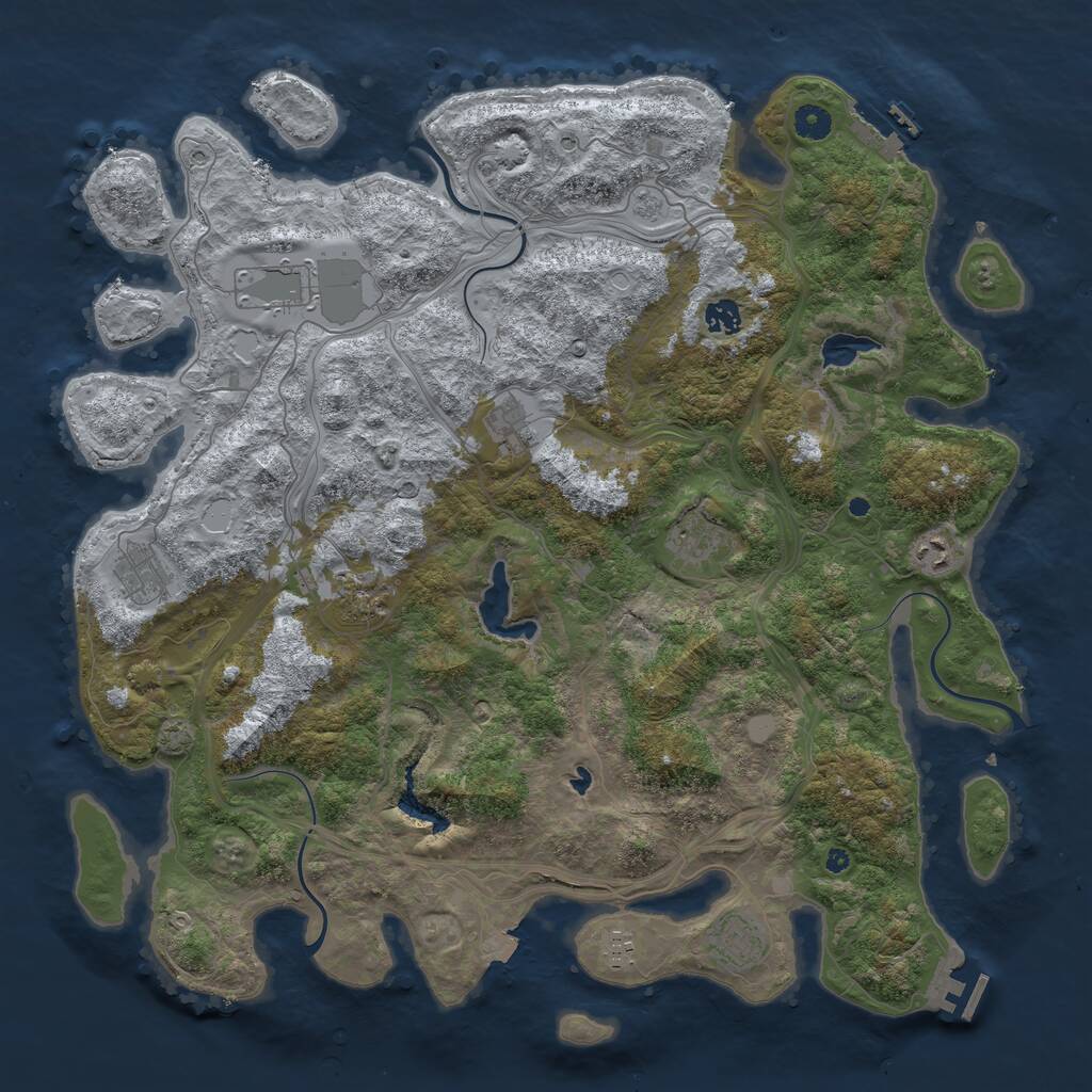 Rust Map: Procedural Map, Size: 4500, Seed: 1015424221, 15 Monuments