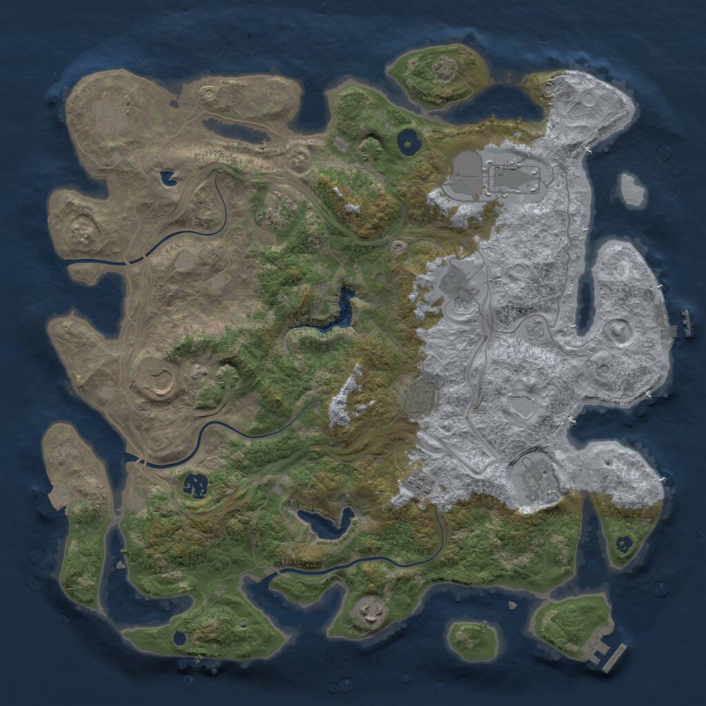 Rust Map: Procedural Map, Size: 4250, Seed: 984532623, 16 Monuments