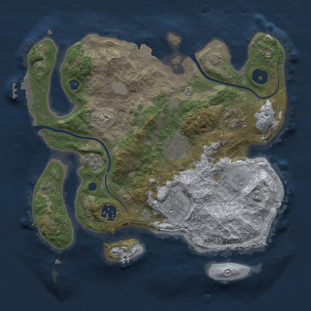 Rust Map: Procedural Map, Size: 3000, Seed: 12530, 9 Monuments