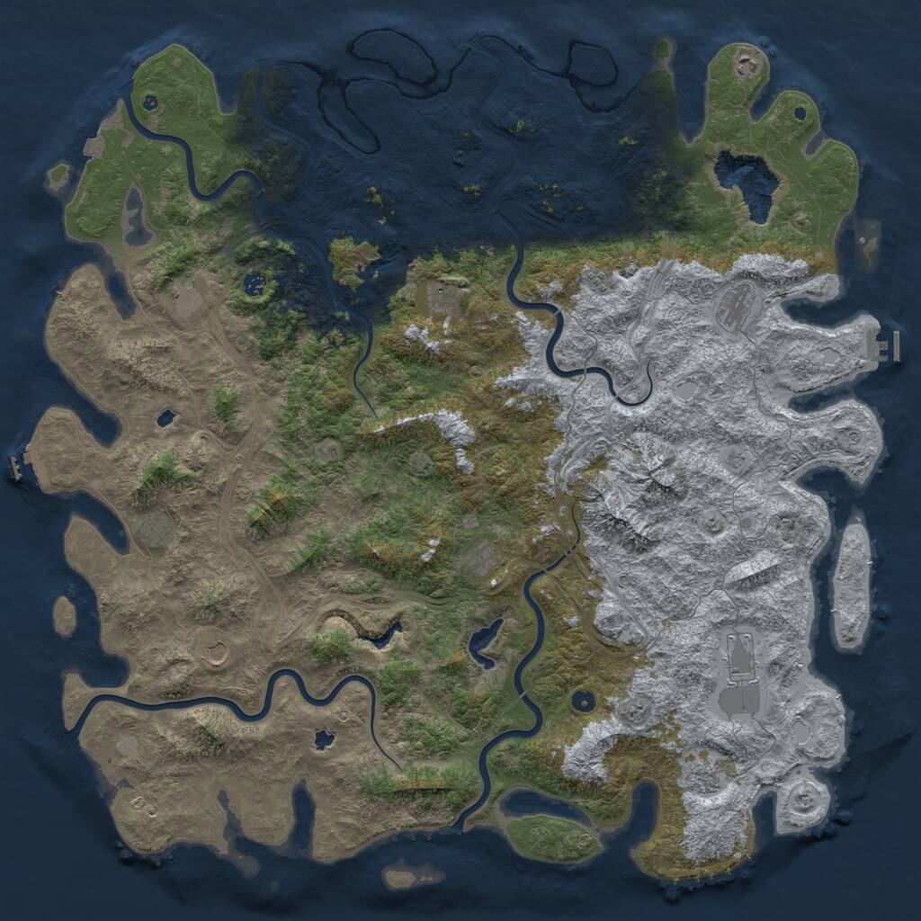Rust Map: Procedural Map, Size: 6000, Seed: 195779794, 17 Monuments