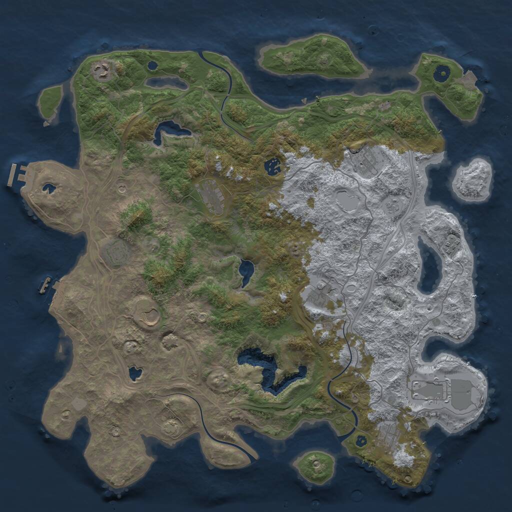 Rust Map: Procedural Map, Size: 4500, Seed: 732702024, 16 Monuments