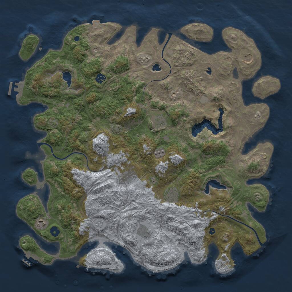 Rust Map: Procedural Map, Size: 4500, Seed: 1427203318, 14 Monuments