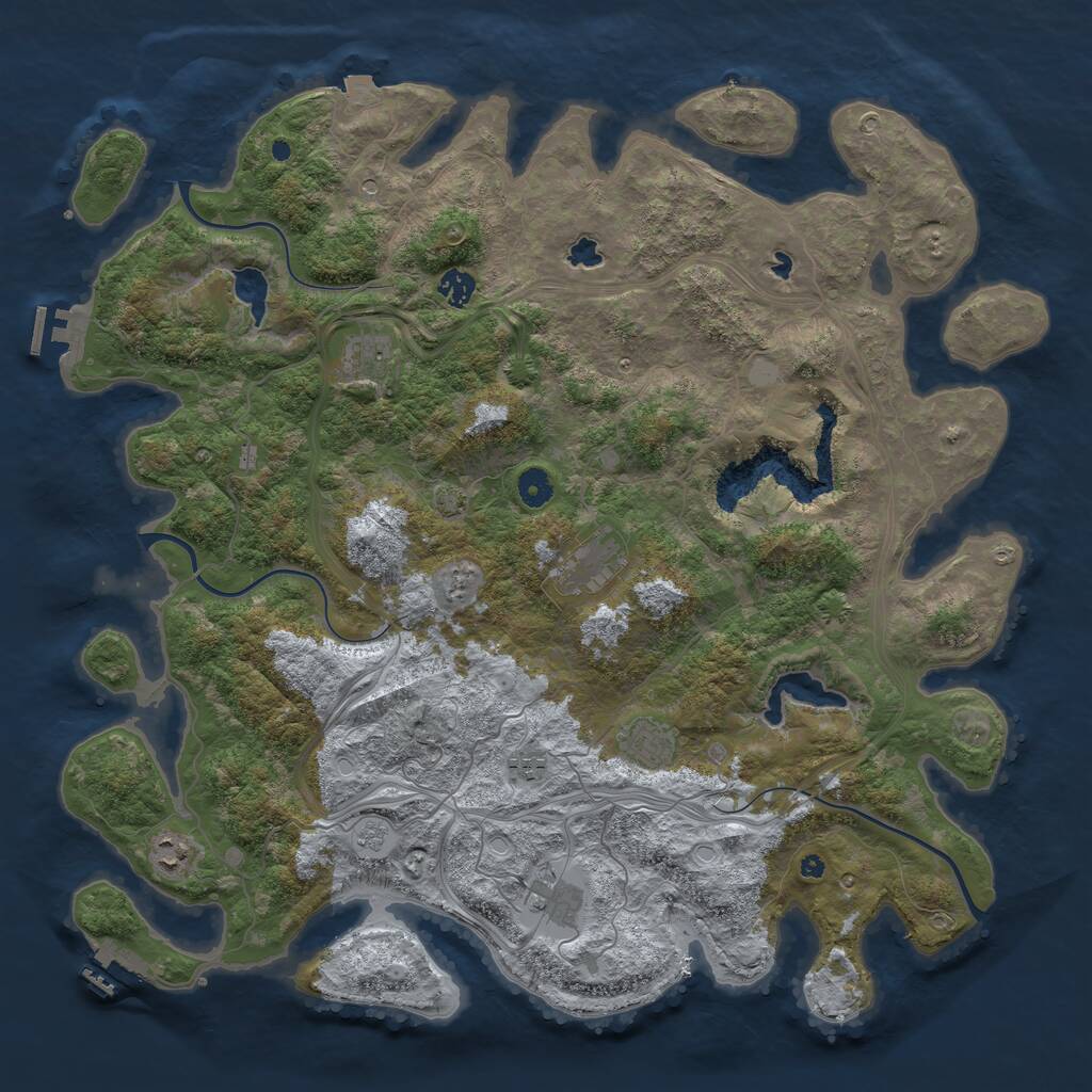 Rust Map: Procedural Map, Size: 4500, Seed: 1427203318, 13 Monuments