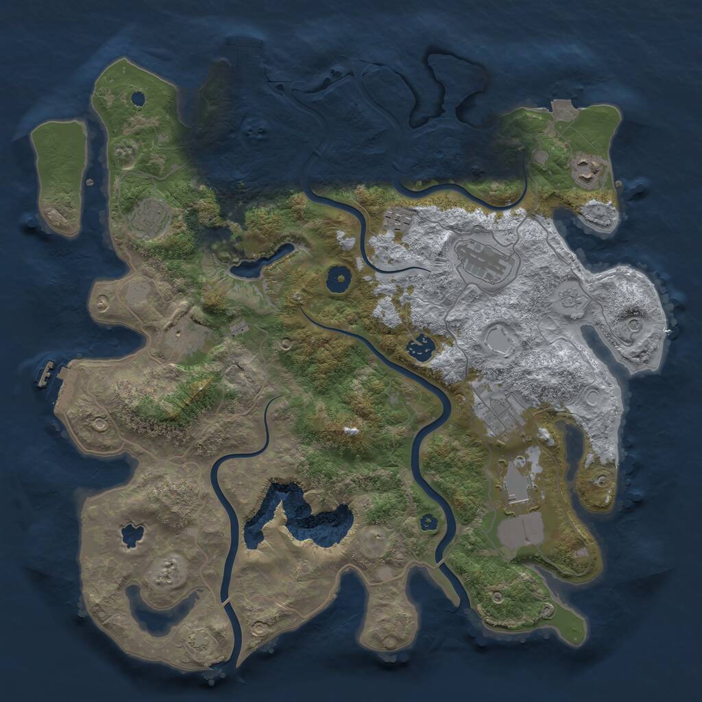 Rust Map: Procedural Map, Size: 4000, Seed: 361486151, 14 Monuments