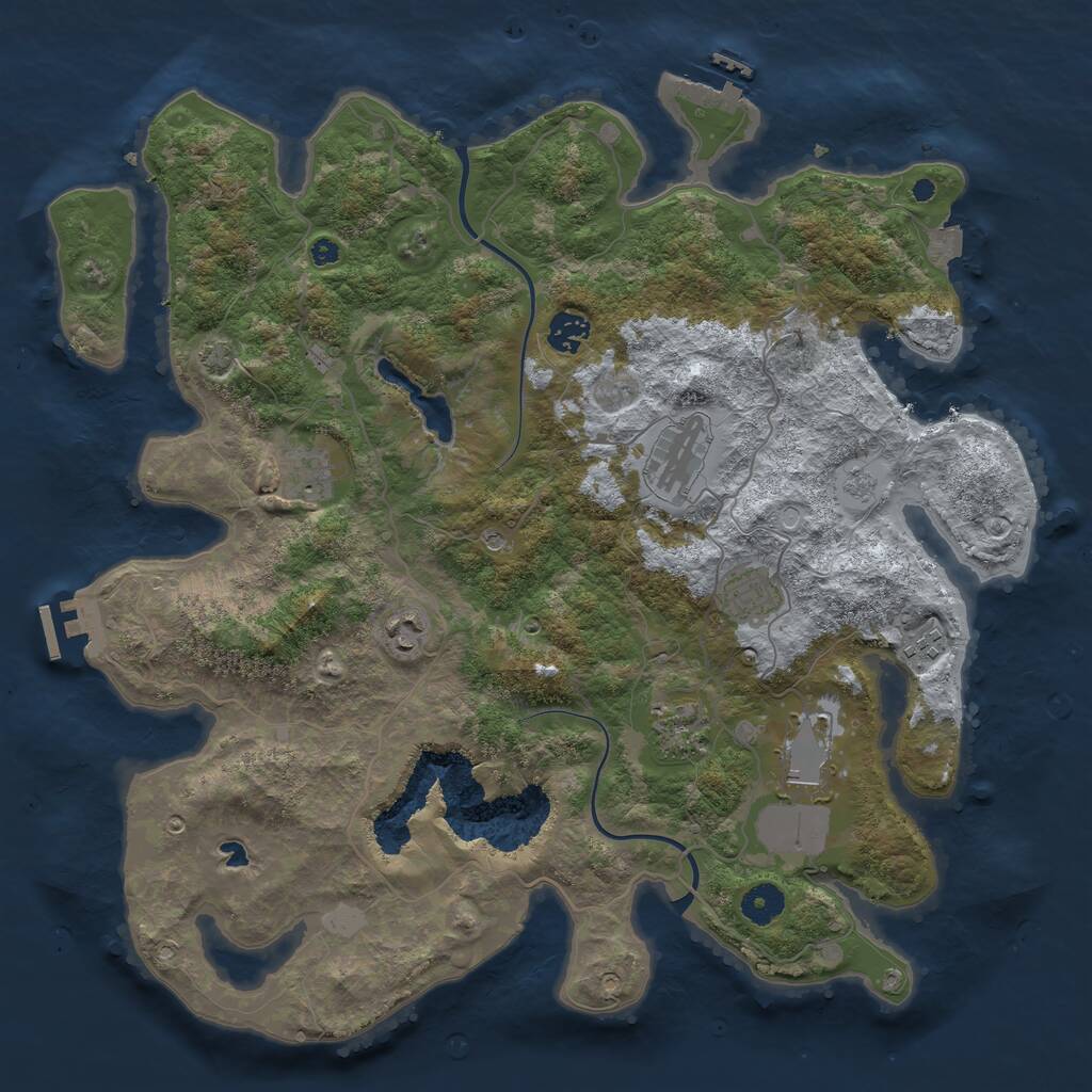 Rust Map: Procedural Map, Size: 4000, Seed: 361486151, 14 Monuments