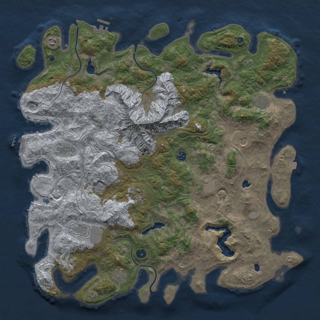 Rust Map: Procedural Map, Size: 5000, Seed: 1056387518, 16 Monuments